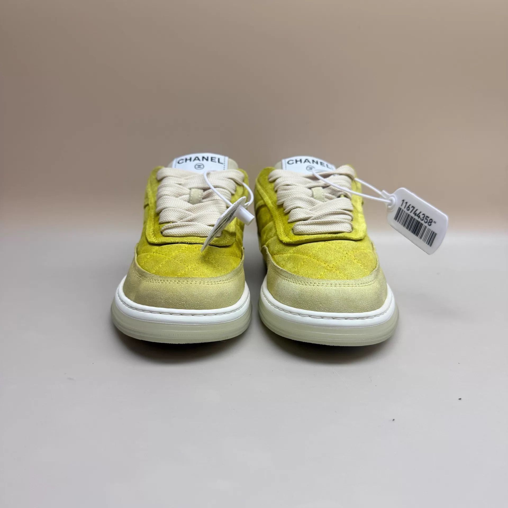 Chanel CHANEL Yellow Quilted CC Sneakers 36.5 99 New Size US 6 / IT 36 - 2 Thumbnail