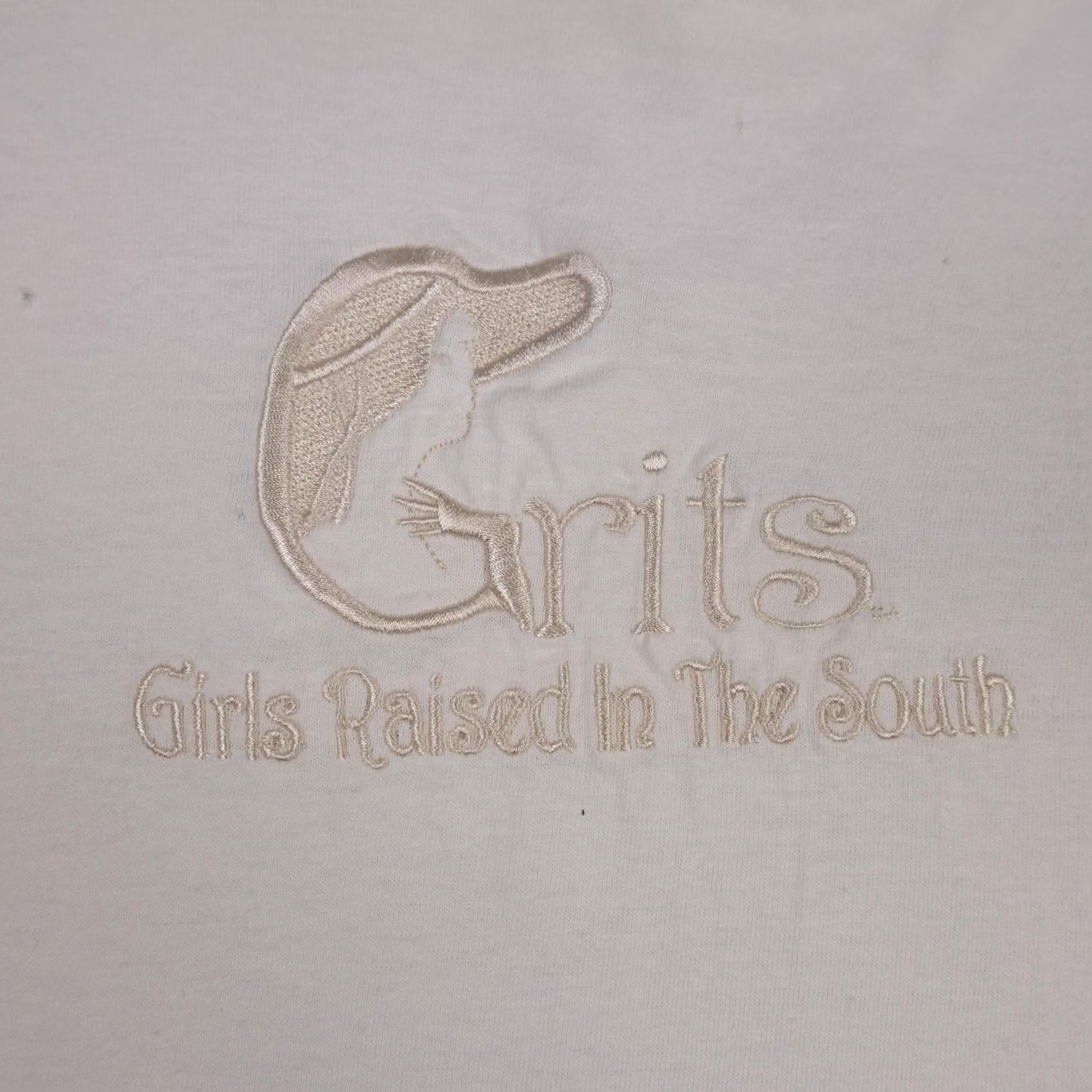 Vintage VINTAGE Grits Shirt Womens Medium White Girls Raised In The South Embroidered Tee USA Size M / US 6-8 / IT 42-44 - 3 Thumbnail