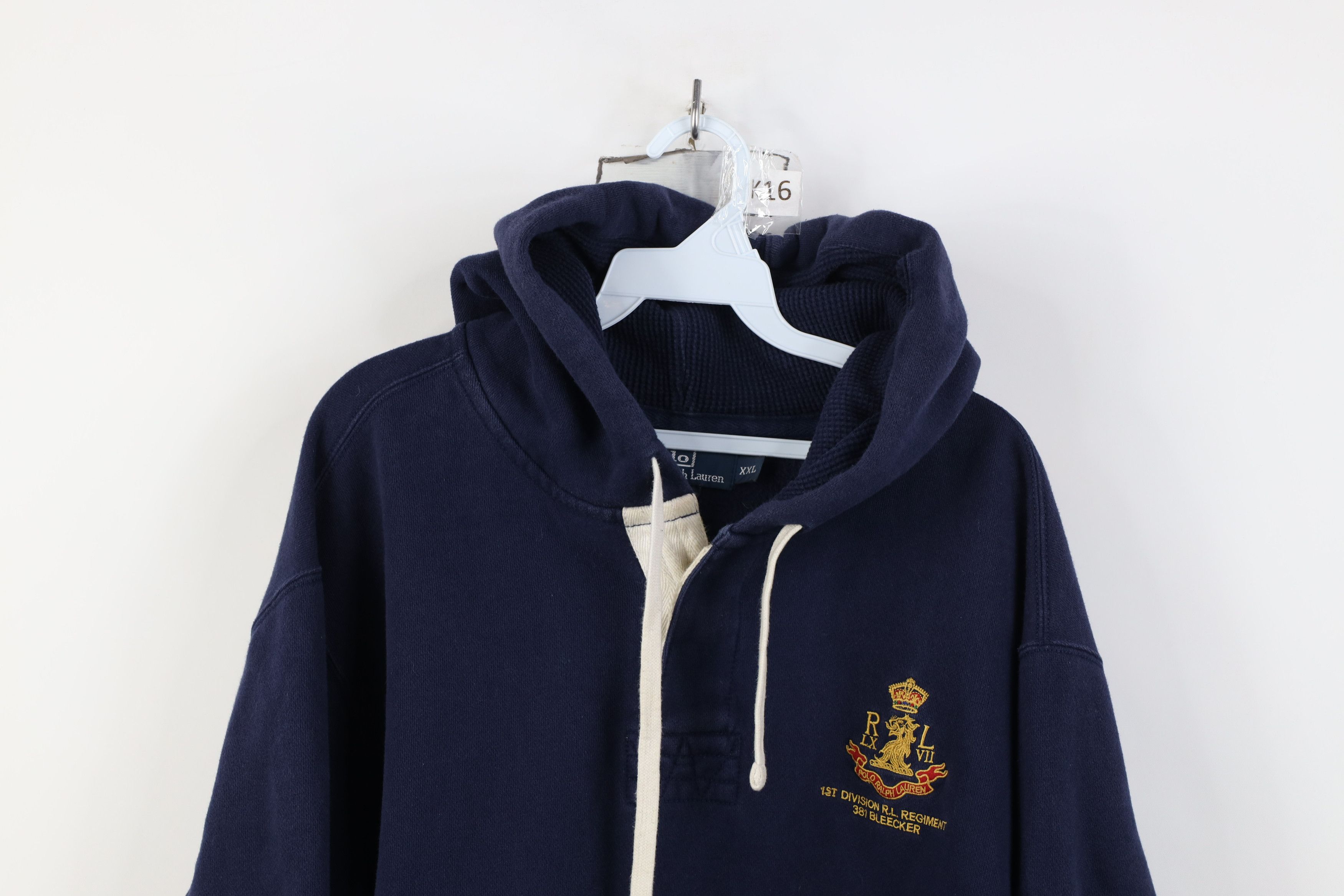 Polo Ralph Lauren Vintage 90s Ralph Lauren Hoodie Sweatshirt Blue Striped Size US XXL / EU 58 / 5 - 2 Thumbnail