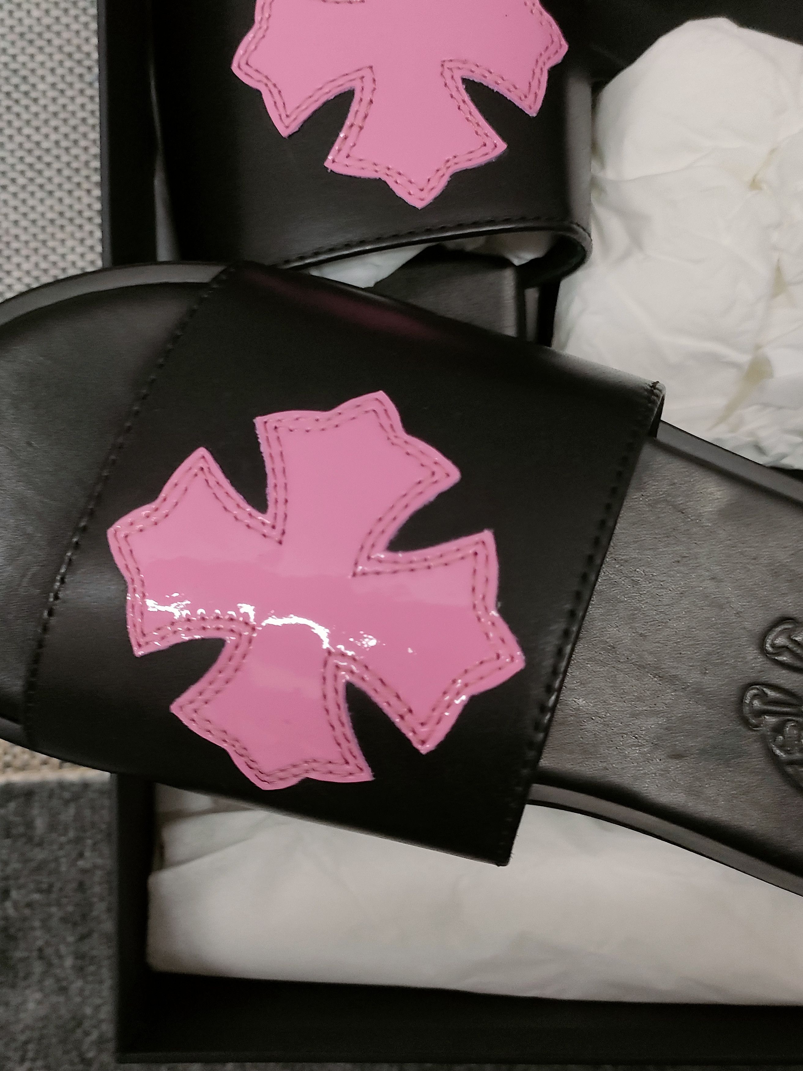 Chrome Hearts Chrome Hearts Pink Patent Plus Patch Slide Slippers Size US 6 / IT 36 - 7 Thumbnail