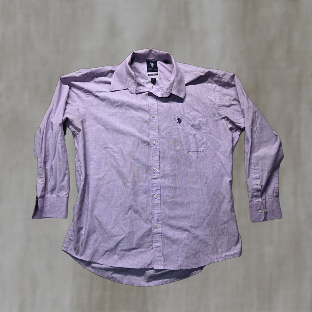 Vintage US Polo Assn. Shirt Mens XL Button-Up Long Sleeve Purple Solid Cotton 17 17.5 Casual Formal Size US XL / EU 56 / 4 - 1 Thumbnail