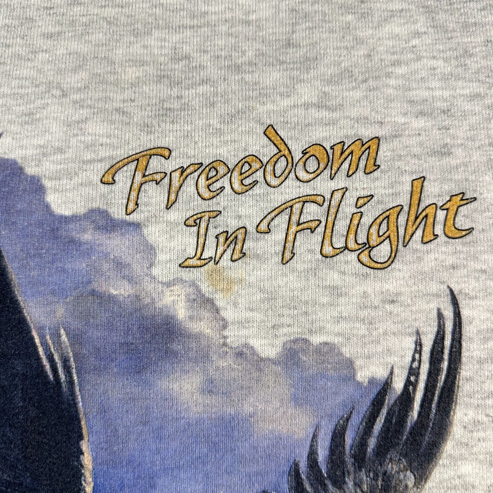 Vintage VINTAGE Platinum Sweats Sweatshirt Mens M Gray Bald Eagle 90s USA Freedom In Flight Graphic Print Size US M / EU 48-50 / 2 - 5 Thumbnail