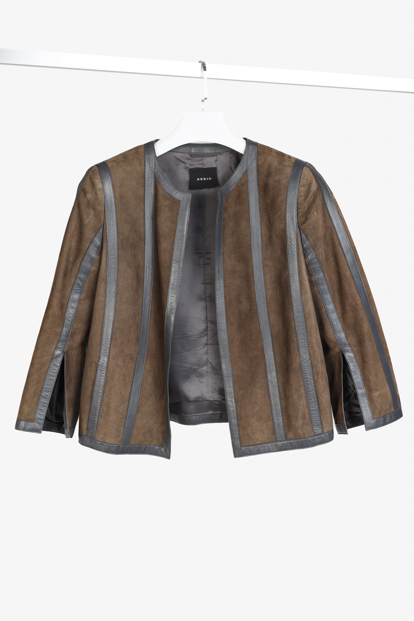 Akris Akris Taupe Grey Goat Panelled Jacket Size M / US 6-8 / IT 42-44 - 1 Thumbnail