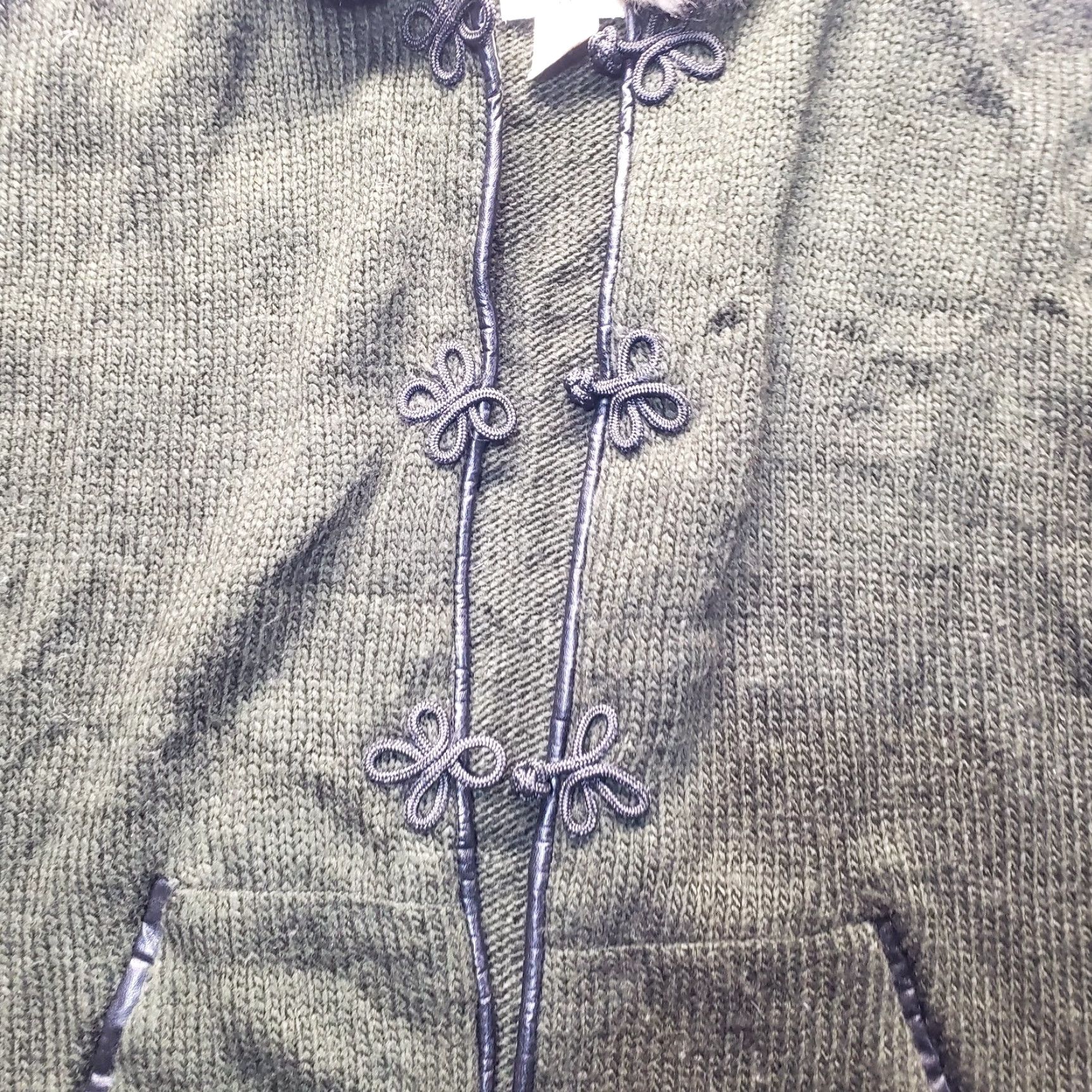 Hunter M Rena Cardigan Sweater Hooded Wool Blend Chunky-Knit Green One Size Women's Winter Sweater Size ONE SIZE - 2 Thumbnail