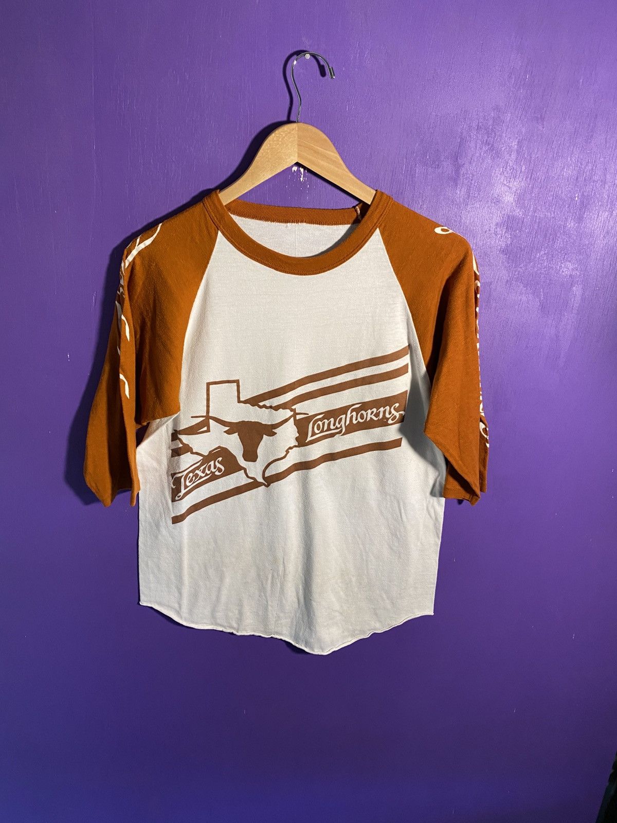 Vintage Vintage 80s Texas Longhorns raglan t-shirt Size US M / EU 48-50 / 2 - 1 Thumbnail