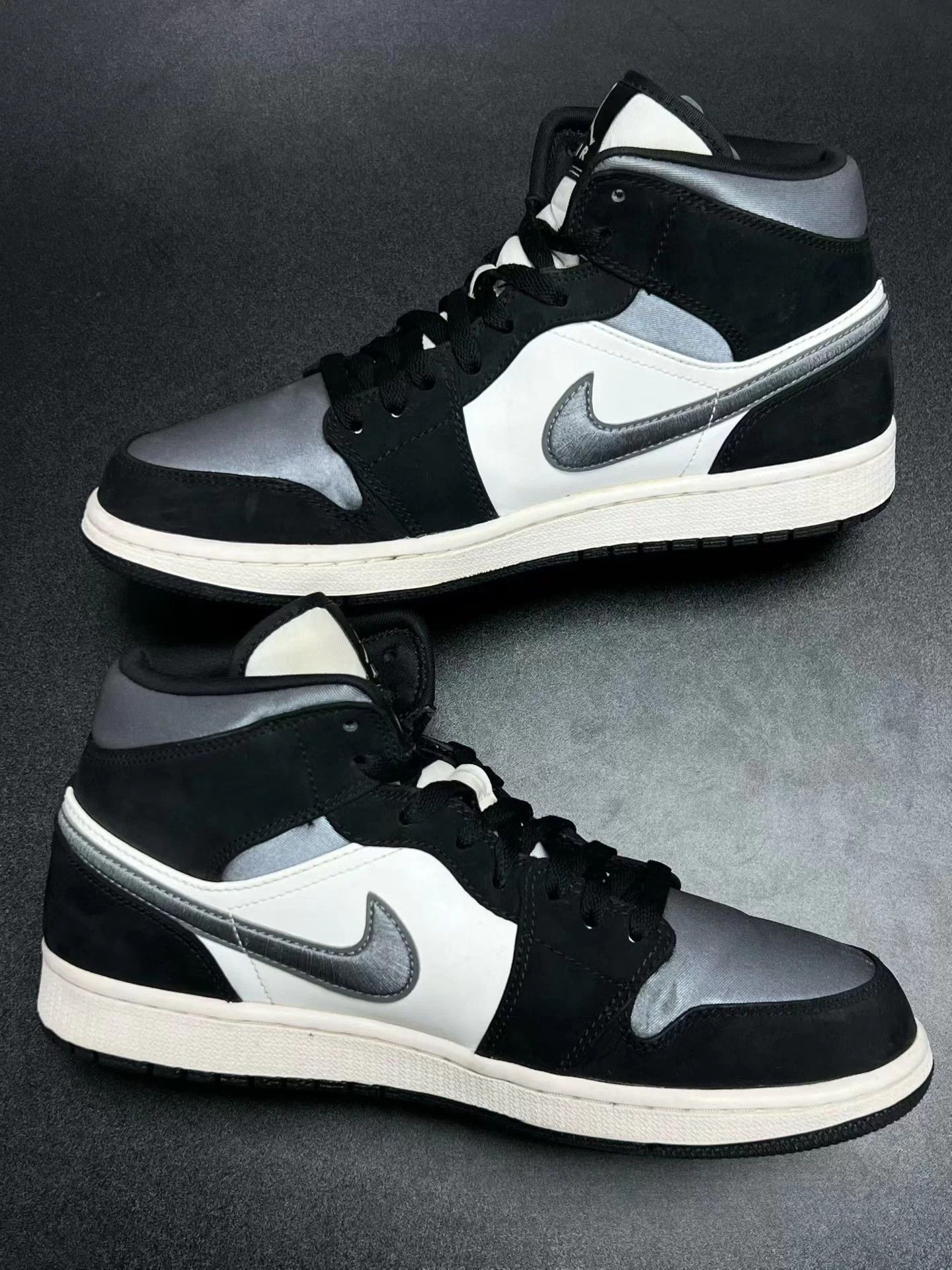 Jordan Brand AJ1 Mid "Satin Earl Grey" Black White 43 - Excellent Cond. Size US 10 / EU 43 - 5 Thumbnail