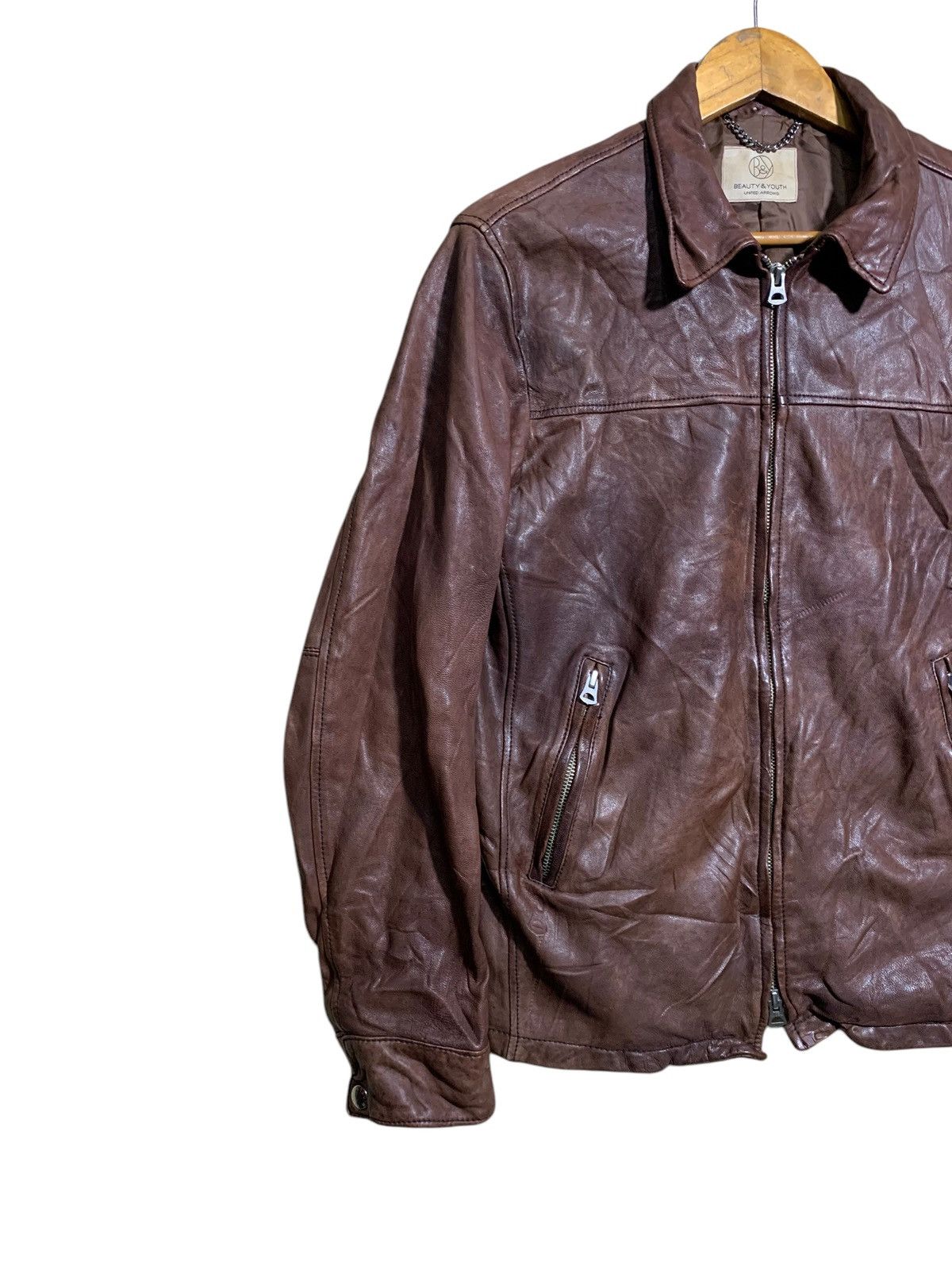 BEAUTY&YOUTH × United Arrows 🔥UTD ARROW SHEEPSKIN LEATHER BIKER JACKETS Size US M / EU 48-50 / 2 - 2 Thumbnail
