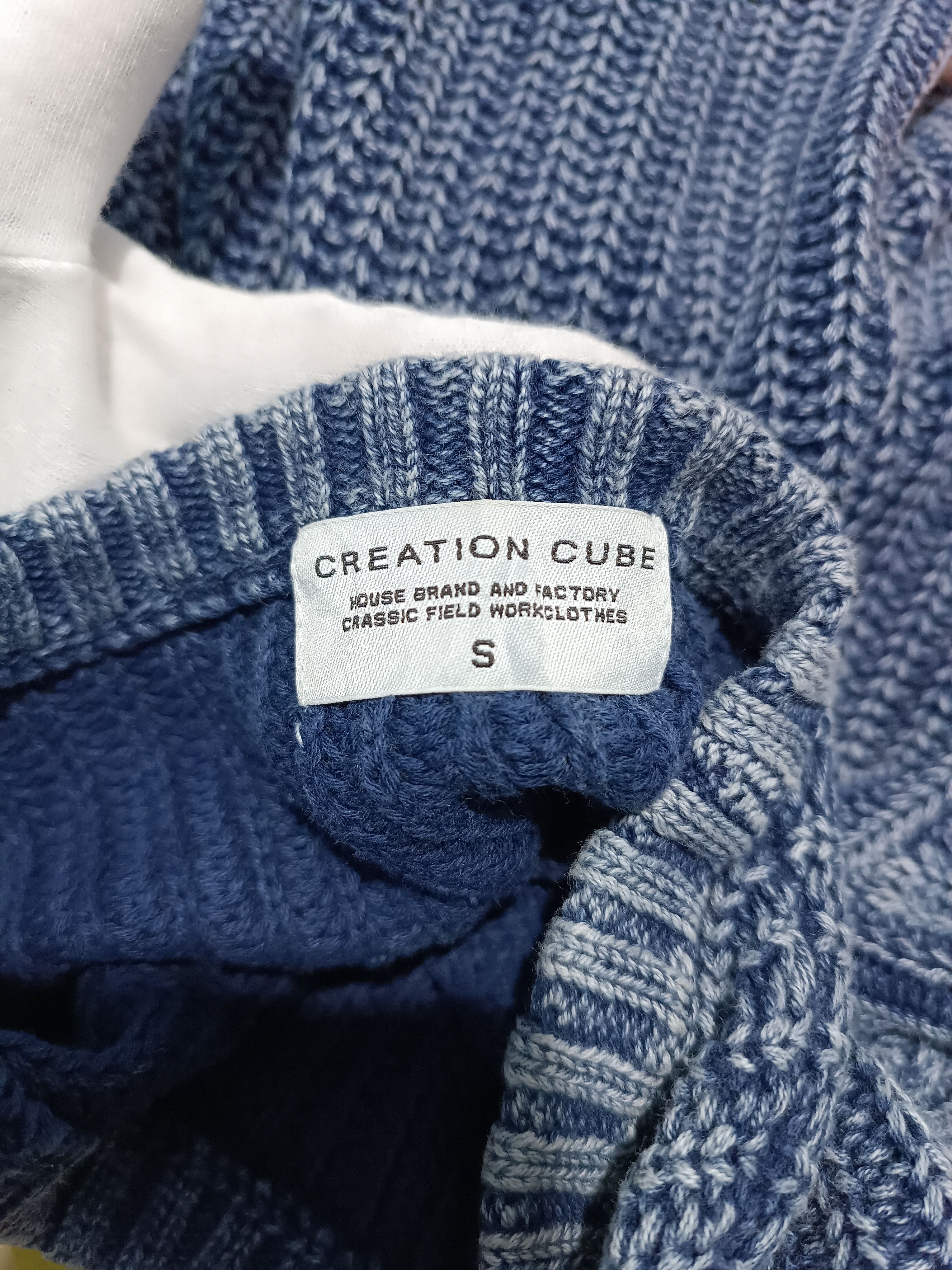 Japanese Brand Indigo Sulfur Dyed Cable Knit Sweater Size US M / EU 48-50 / 2 - 7 Thumbnail