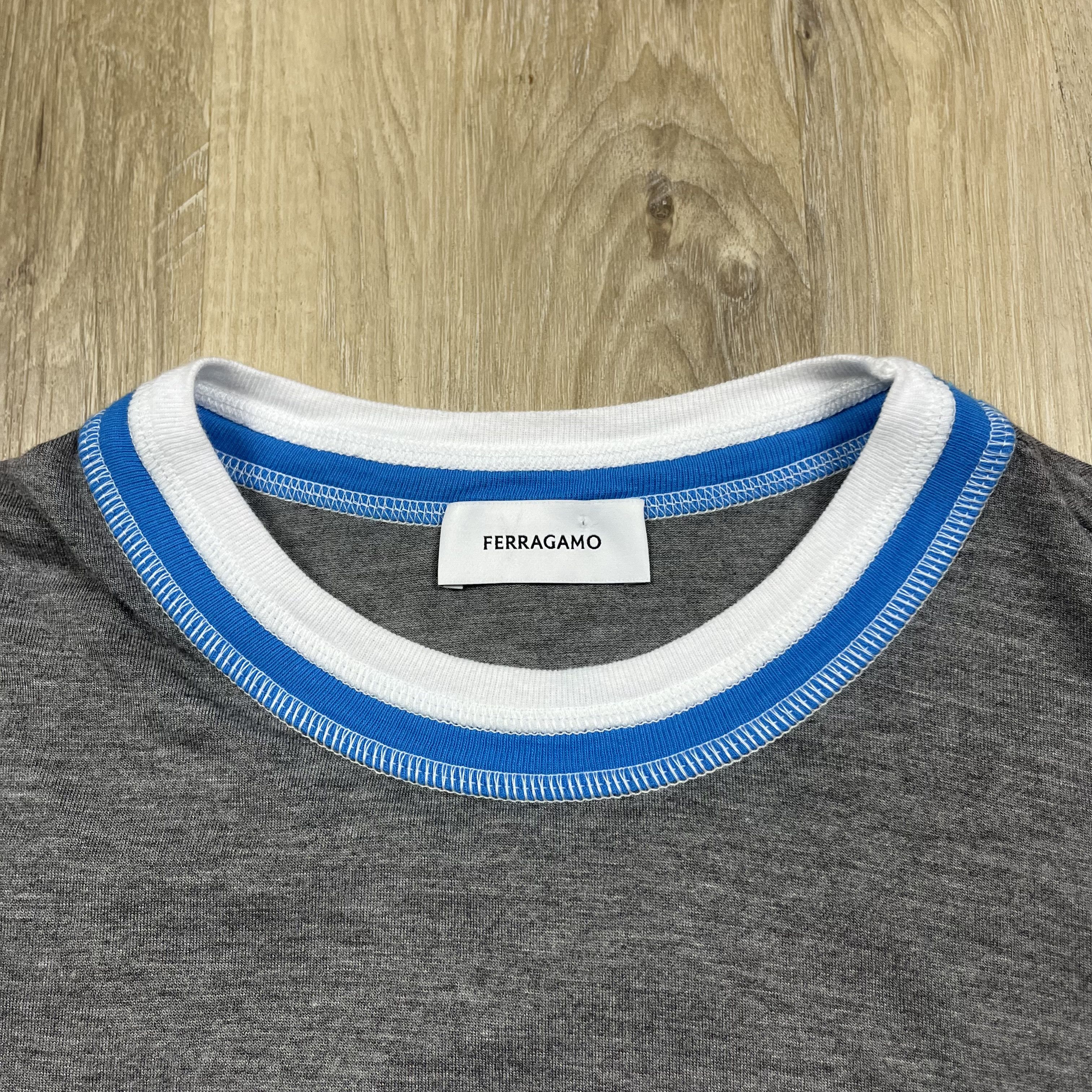 Salvatore Ferragamo Ferragamo Colour Block Trim T-shirt Grey Multicolour Viscose Size US XL / EU 56 / 4 - 6 Thumbnail