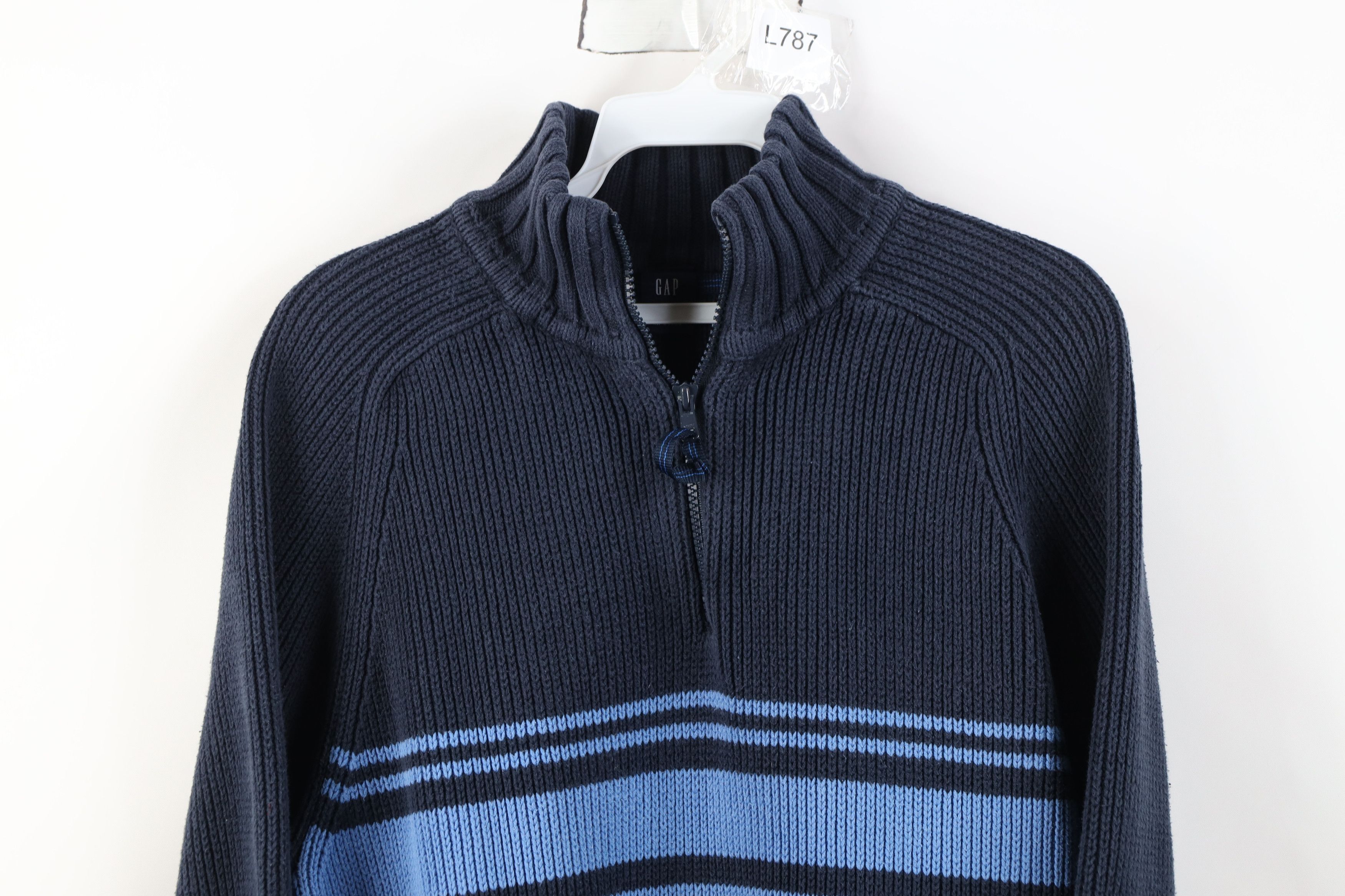 Gap Vintage Y2K Gap Heavy Cotton Ribbed Knit Half Zip Sweater Size US M / EU 48-50 / 2 - 2 Thumbnail