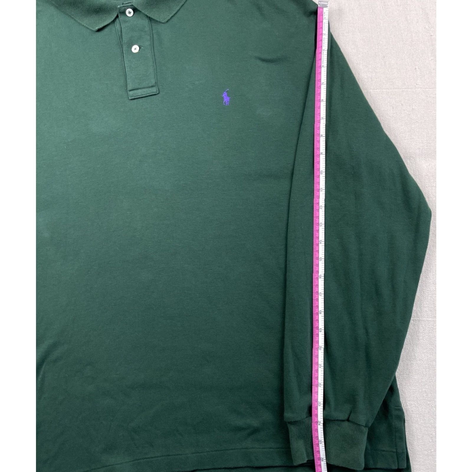 Polo Ralph Lauren VINTAGE Ralph Lauren Polo Green Shirt Mens XL Long Sleeve Rugby Pony Solid Golf Polo Shirt Size US XL / EU 56 / 4 - 4 Thumbnail
