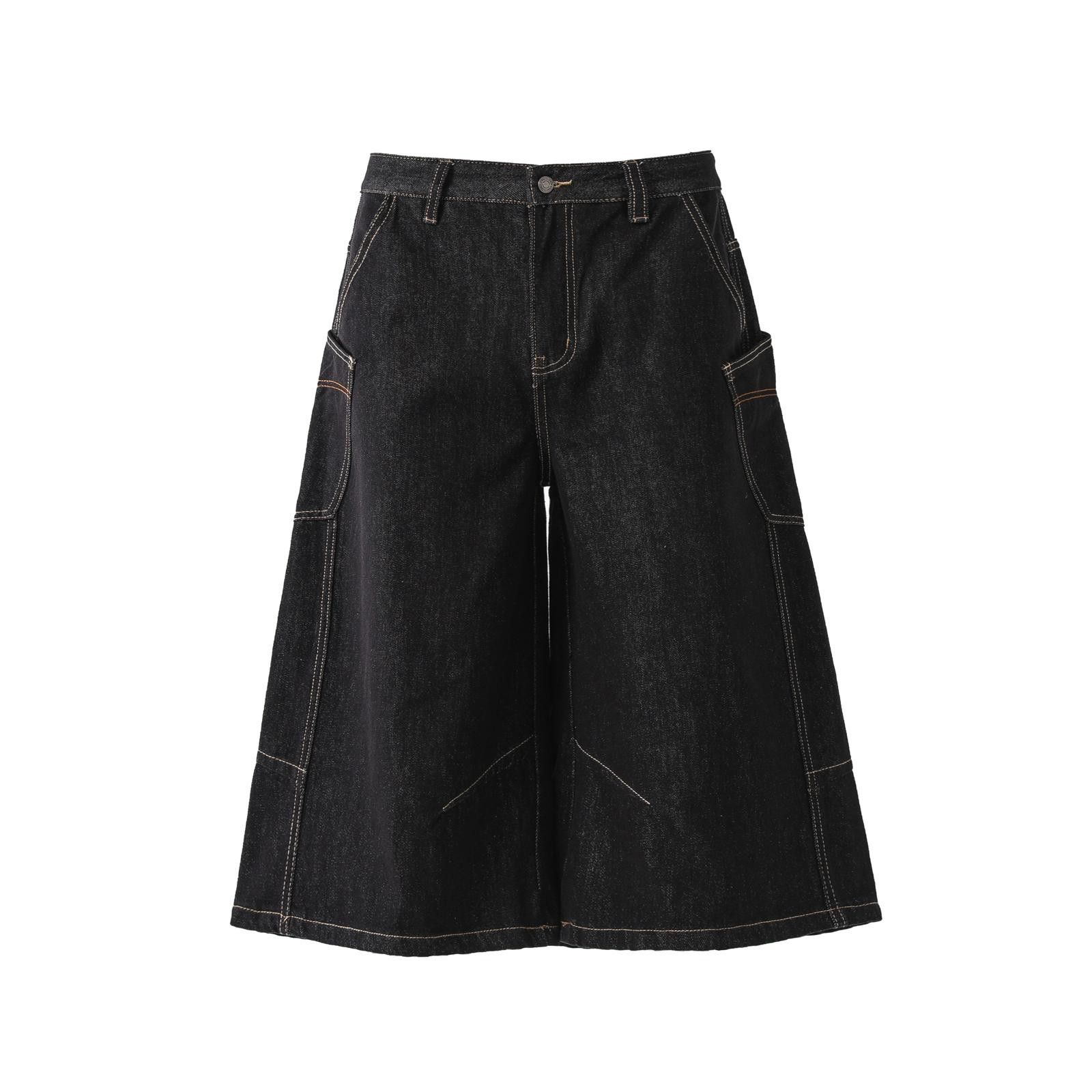 Jean Wide Long Black Denim Shorts / Jorts Size US 33 - 6 Thumbnail