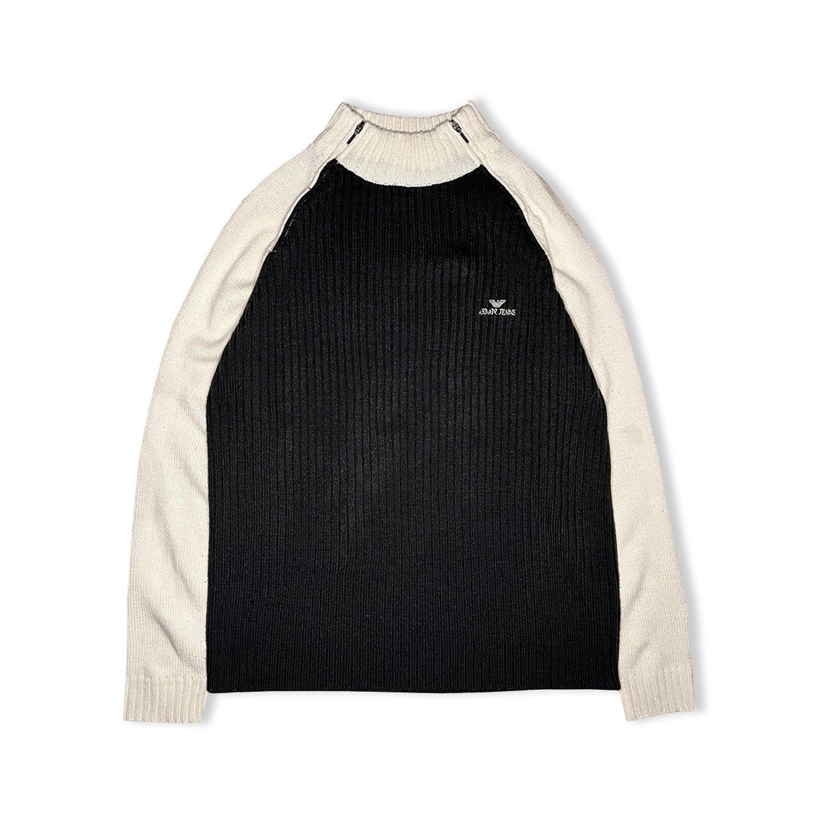 Armani Vintage Armani Jeans Dual-Zip Wool Knit Pullover Size US M / EU 48-50 / 2 - 2 Thumbnail