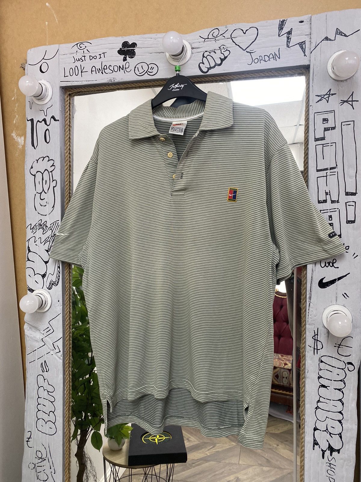 Nike × Vintage Vintage 90s Nike Court Tennis Agassi Stripes Polo Shirt Size US M / EU 48-50 / 2 - 3 Thumbnail