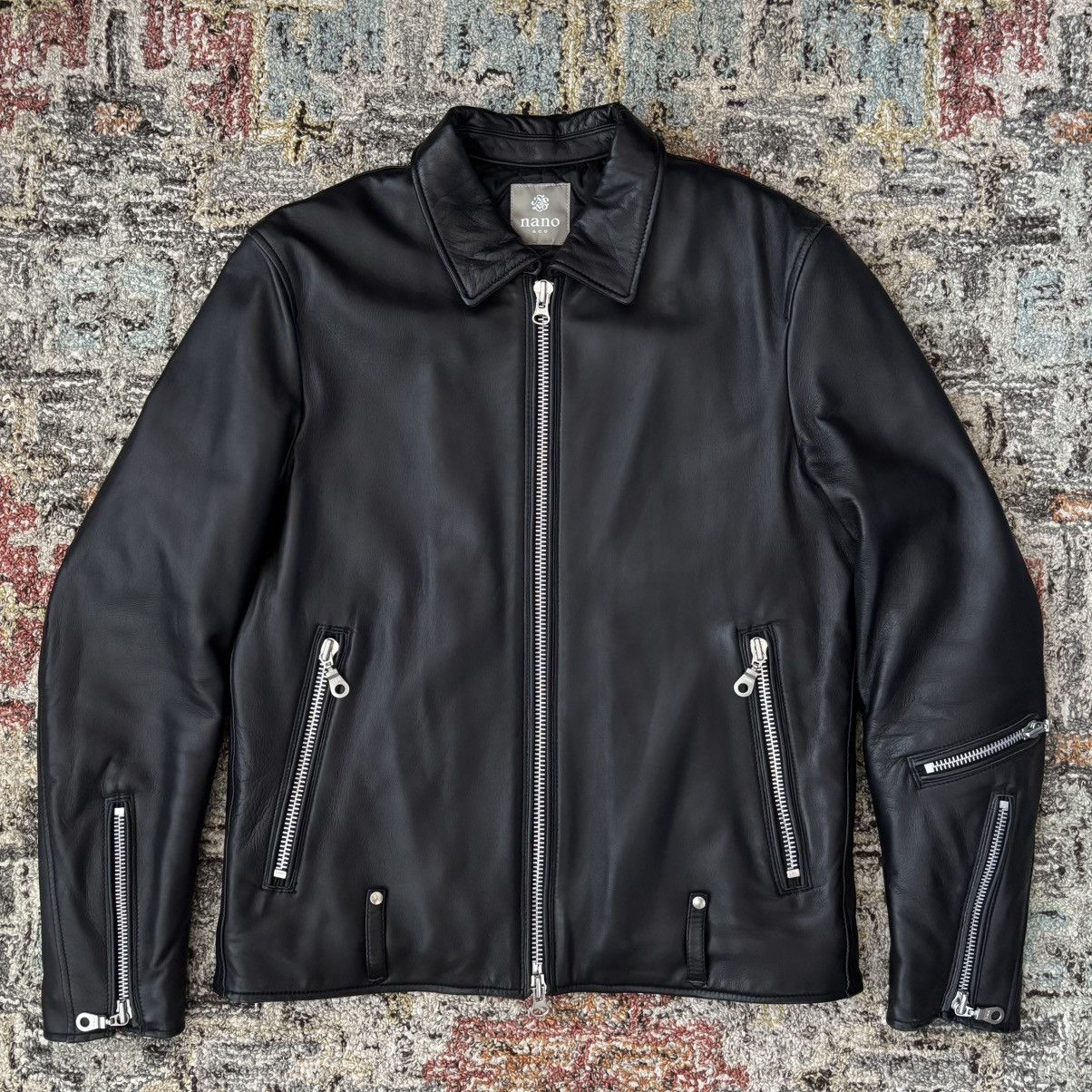 Japanese Brand Nano Universe & Co single sheepskin leather rider jacket Size US L / EU 52-54 / 3 - 1 Thumbnail