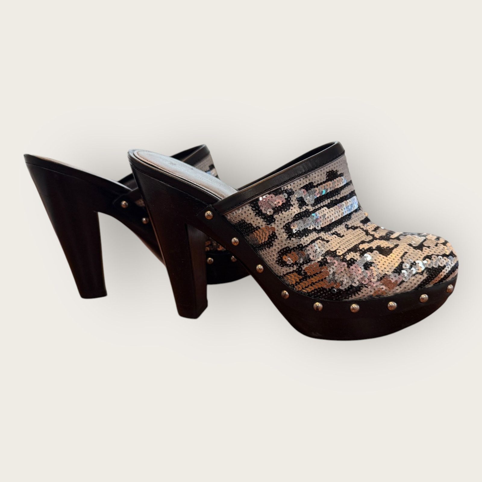 Coach Vintage Coach Bacall Leopard Sequin Platform Clogs Size US 8 / IT 38 - 3 Thumbnail