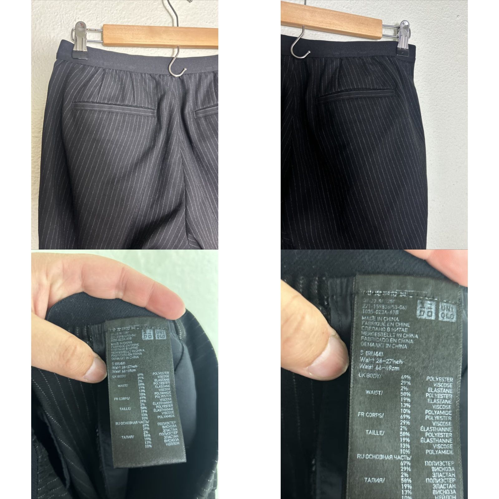Uniqlo Uniqlo Pants Dress Pants Womens Small Black Pinstripe Polyester Elastane Viscose 26x27 Ladies Size 28" / US 6 / IT 42 - 9 Thumbnail