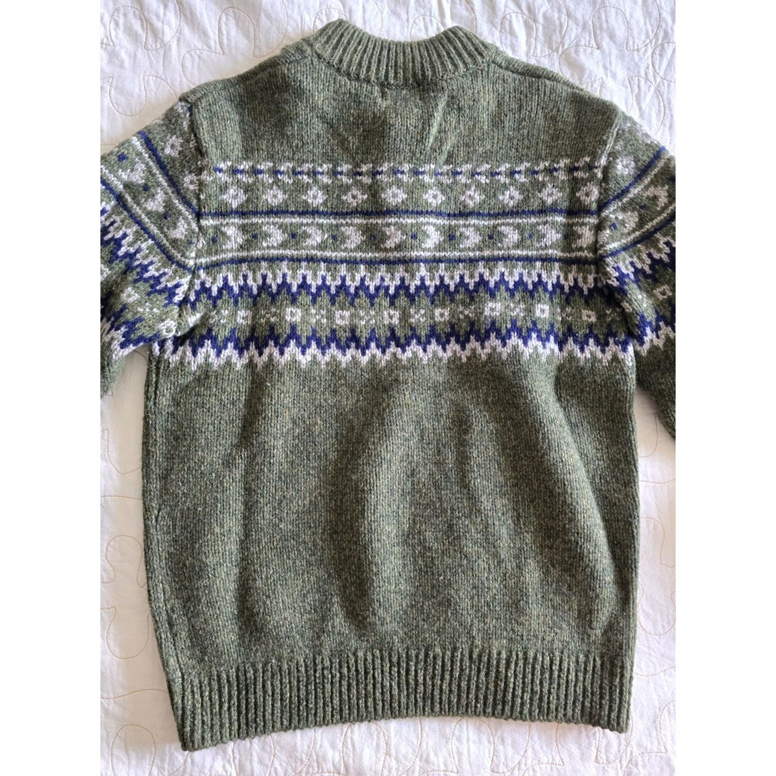 Vintage VINTAGE Y2K LL Bean Wool Sweater Faire Isle Henley Mens Medium Green Lambswool 90s Mens Size US M / EU 48-50 / 2 - 8 Thumbnail