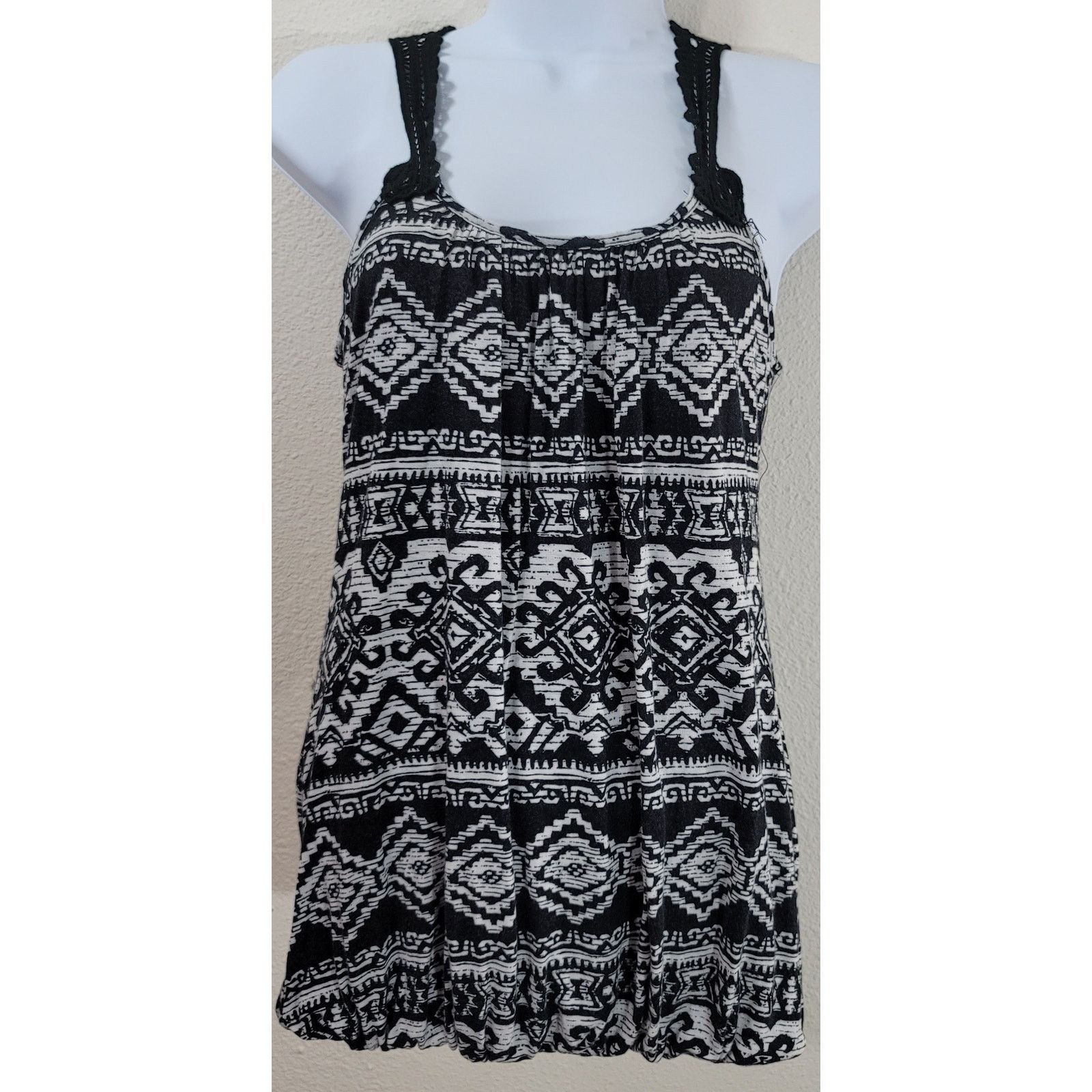 Other A'gaci Black White Aztec Print Racerback Tank Top Small Size S / US 4 / IT 40 - 1 Thumbnail
