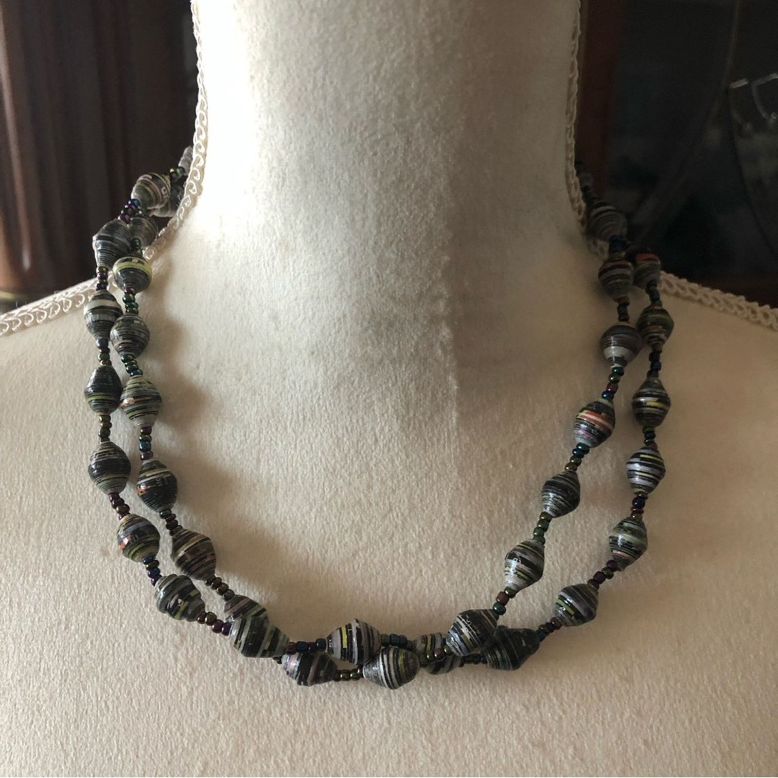 Handmade Handmade paper bead long length necklace Size ONE SIZE - 6 Thumbnail