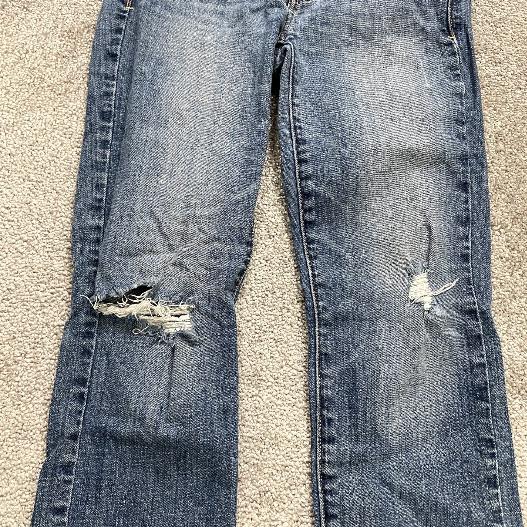 American Eagle Outfitters VINTAGE American Eagle Skinny Jeans Women 28x28 Blue Distressed Mid Rise Cotton Blend 2010s Fashion Size 26" / US 2 / IT 38 - 7 Thumbnail
