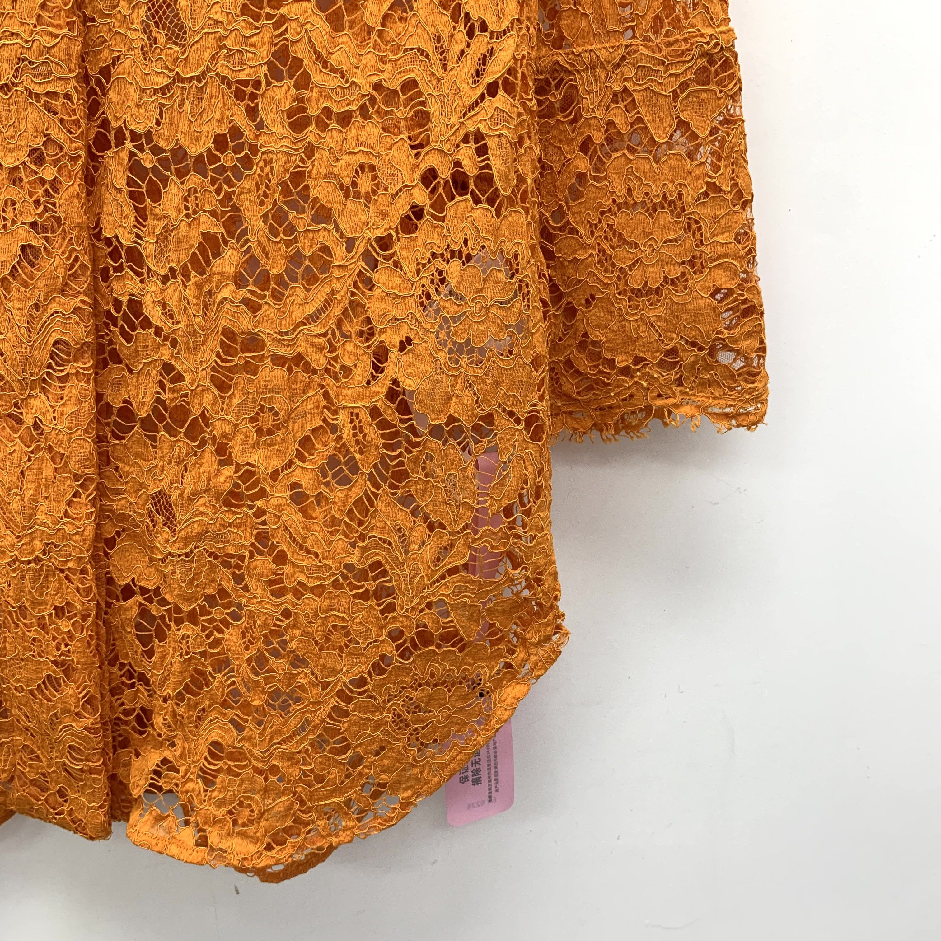 Valentino Valentino Orange Lace Cotton Shirt (S) Size S / US 4 / IT 40 - 5 Thumbnail