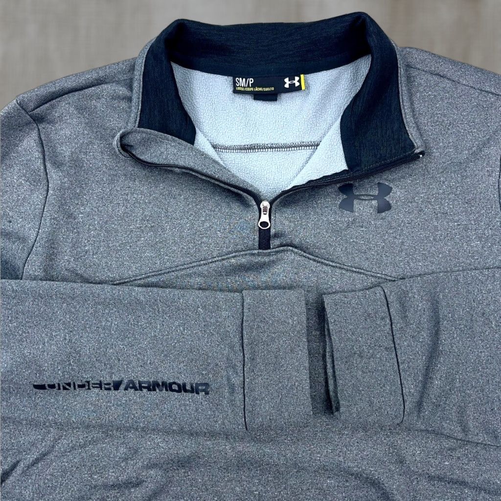 Under Armour Under Armour Sweatshirt Men Small Gray Black Pullover 1/4 Zip Mock Neck Long Sleeve Regular Fit Sports Classic Golf Size US S / EU 44-46 / 1 - 1 Thumbnail