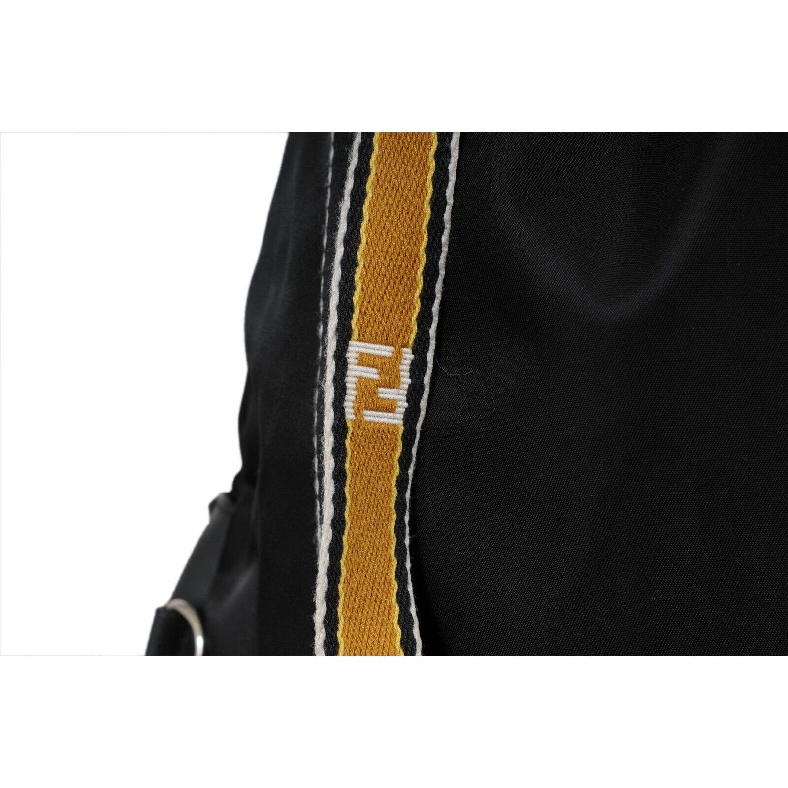 Fendi Nylon Vitello Drawstring Backpack Black Leather Size ONE SIZE - 7 Thumbnail