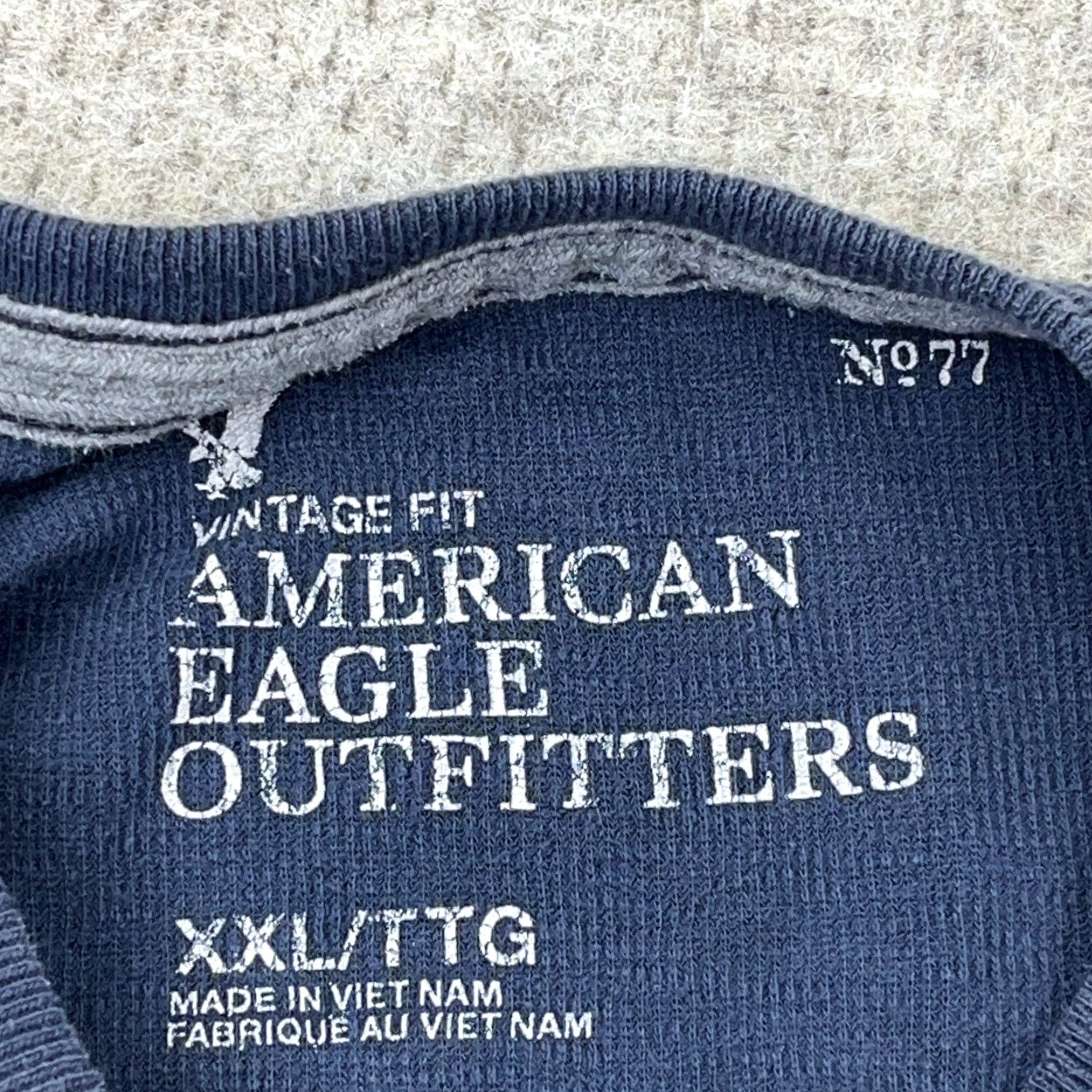American Eagle Outfitters VINTAGE American Eagle Shirt 2XL Blue Thermal Waffle Knit Big Logo Men Size US XXL / EU 58 / 5 - 6 Thumbnail