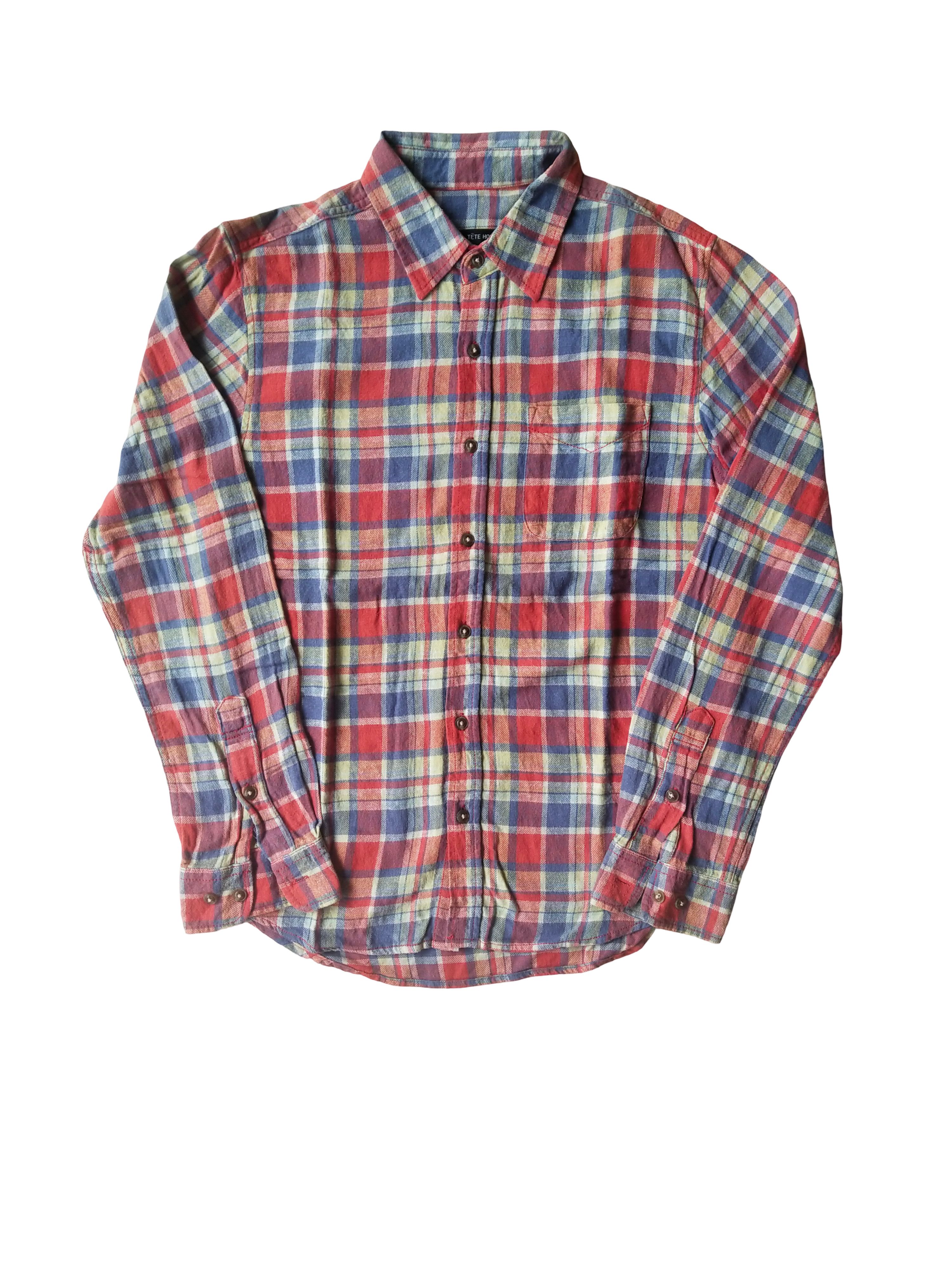 Tete Homme Tete Homme Plaid Flannel Shirt Red Blue Check Size US M / EU 48-50 / 2 - 3 Thumbnail