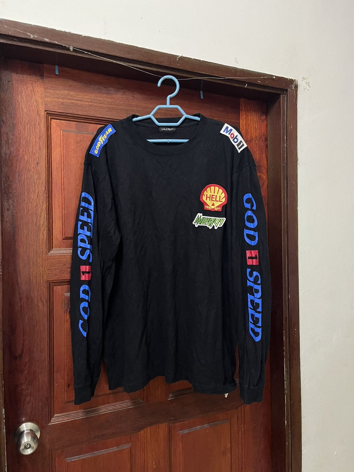Japanese Brand VINTAGE Milkboy Japan Godspeed Racing Embroidery Tee Y2K Size US XL / EU 56 / 4 - 1 Thumbnail