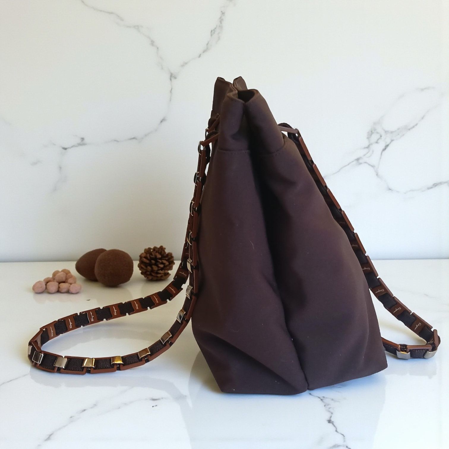 Salvatore Ferragamo Salvatore Ferragamo Vala Tote in Brown with Logo Chain Strap Size ONE SIZE - 3 Thumbnail