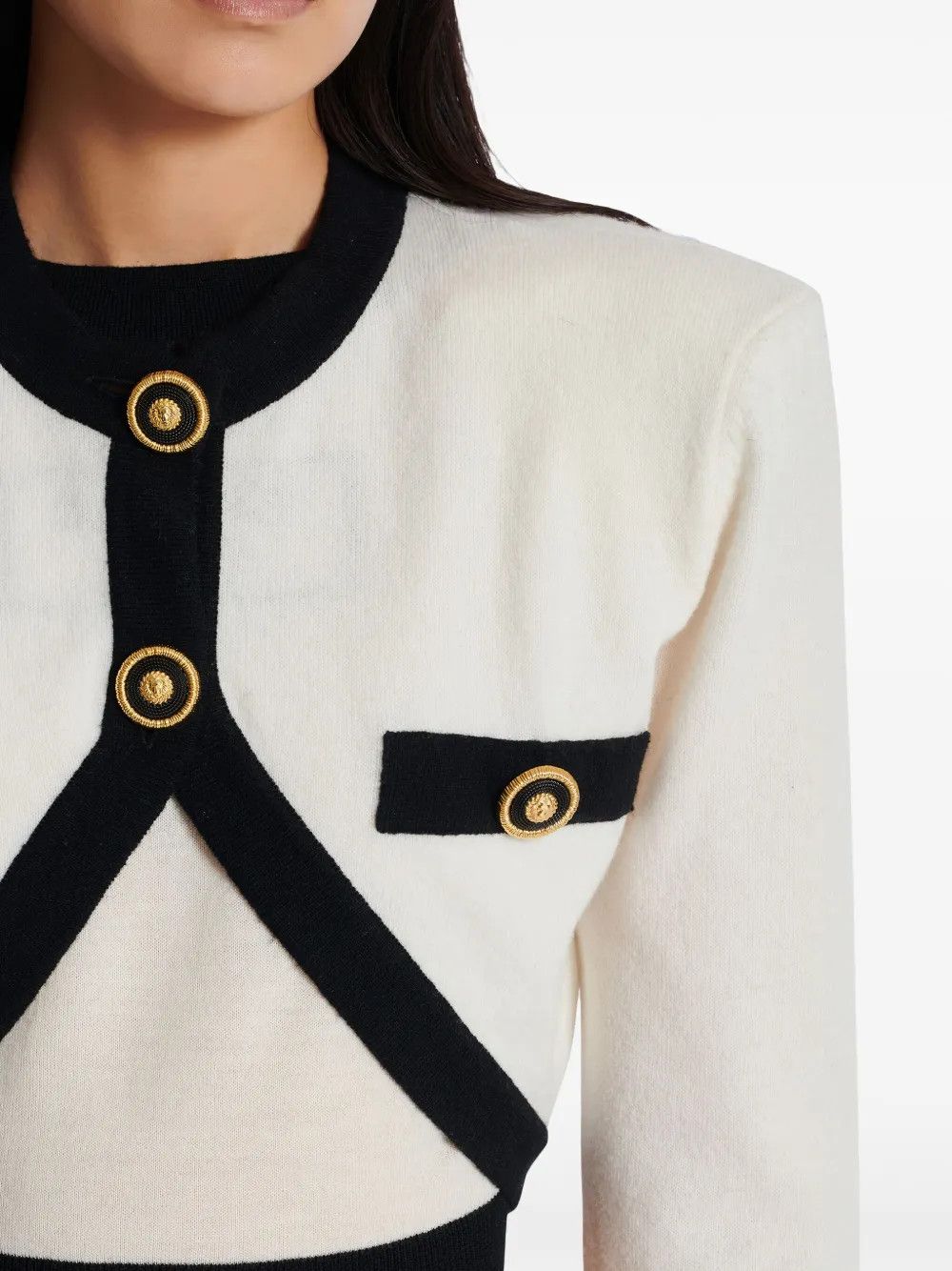 Balmain o1s1wg111225 Filo Leone Catena' Sweater in White/Black Size XL / US 12-14 / IT 48-50 - 6 Thumbnail