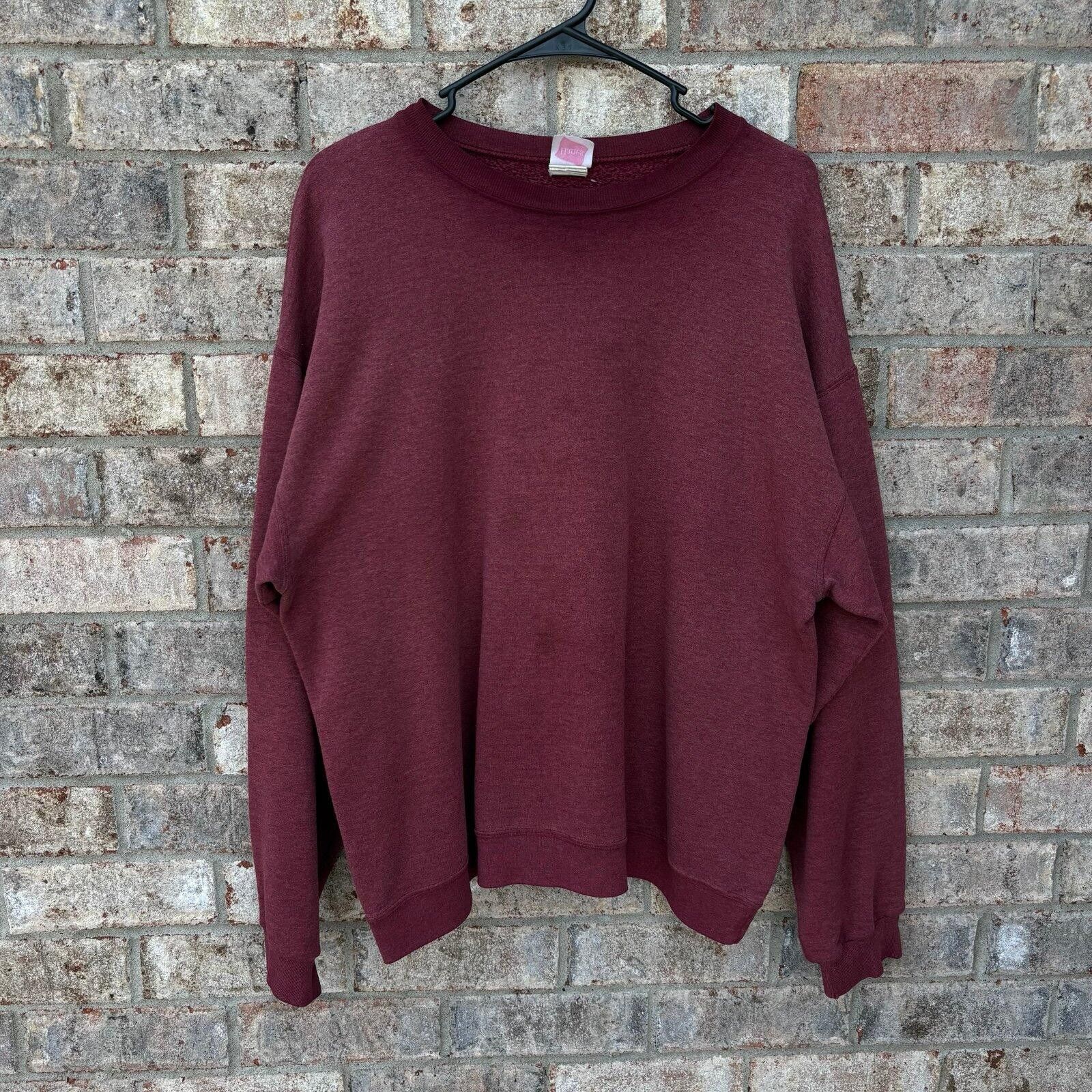 Hanes Vintage 90s faded maroon sweatshirt Size US XL / EU 56 / 4 - 1 Thumbnail