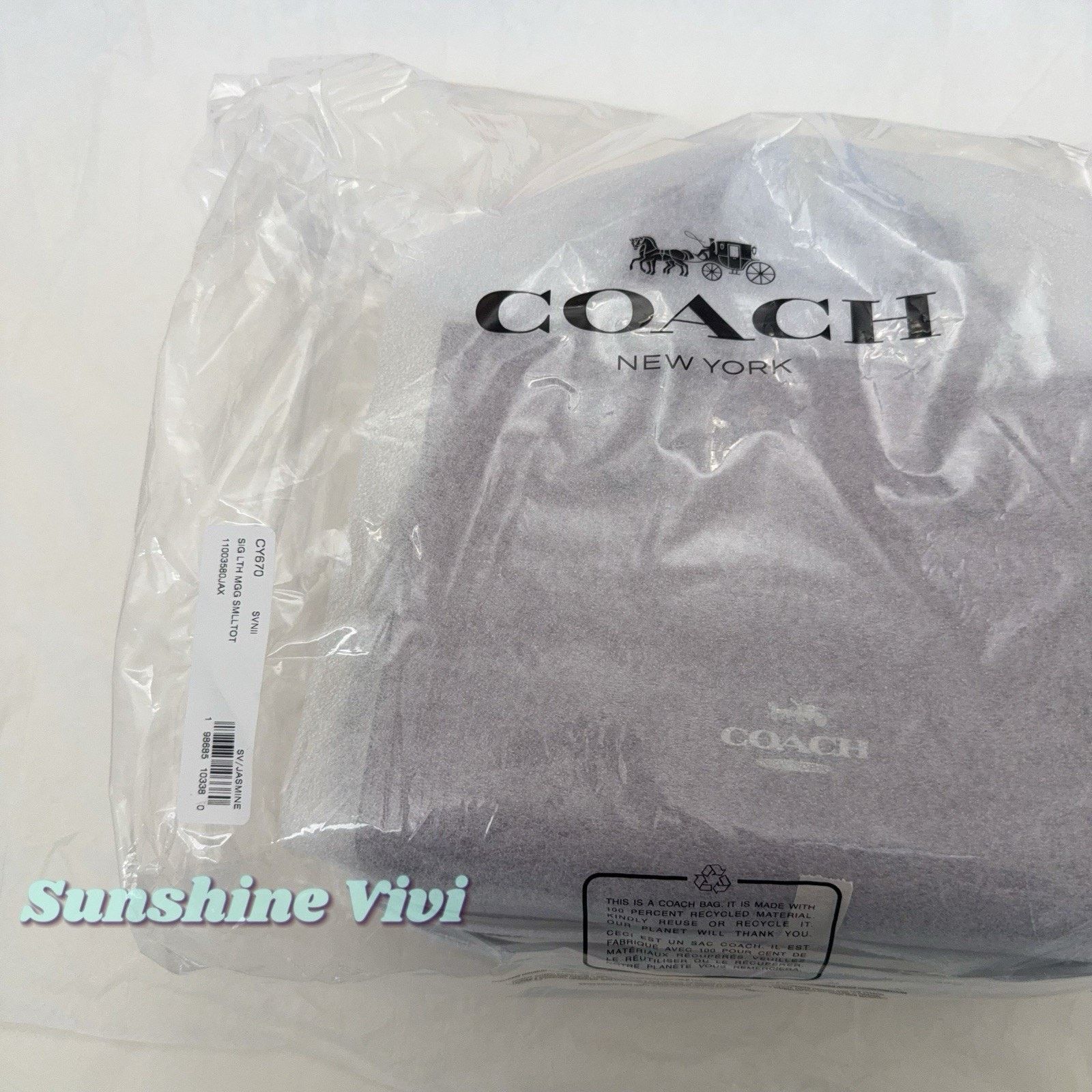 Coach NWT Coach Maggie Small Tote Bag Leather Silver Jasmine CY670 Size ONE SIZE - 9 Thumbnail