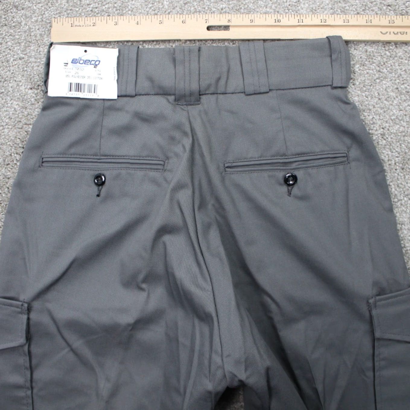 Vintage Elbeco Pants Men 26 Gray 65% Polyester 35% Cotton Cargo Pocket NWT Straight Leg Unhemmed Police Dress Gear Size US 26 / EU 42 - 7 Thumbnail
