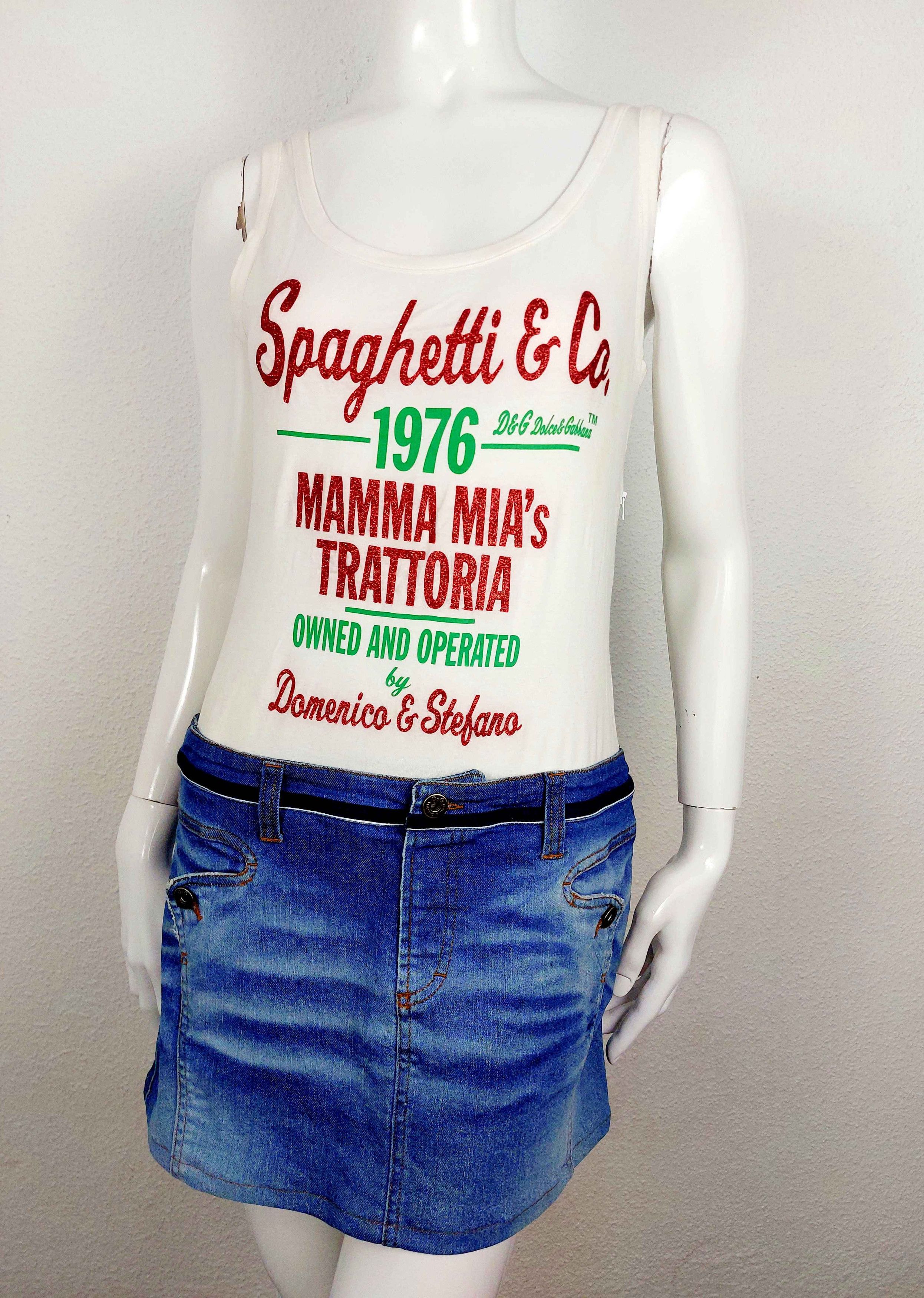 Dolce & Gabbana Dolce and Gabbana D&G Spaghetti Co Trattoria Denim Dress Size M / US 6-8 / IT 42-44 - 1 Thumbnail