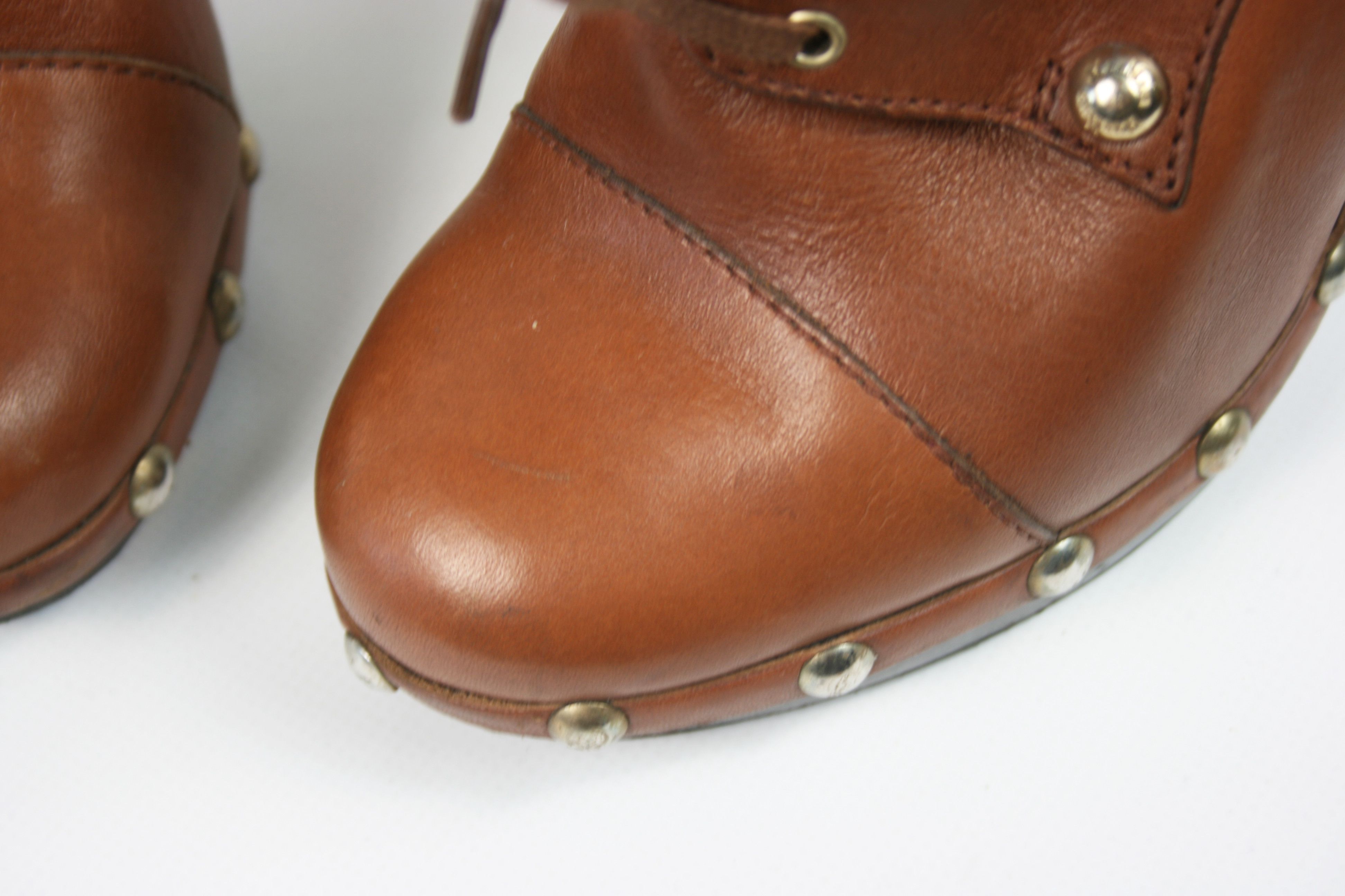 Max Mara Rockstudded Leather Heeled Ankle Boots Size US 6 / IT 36 - 7 Thumbnail
