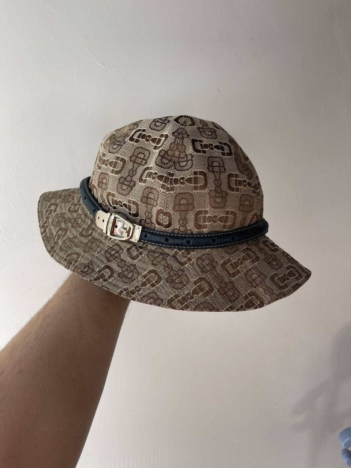 Gucci Gucci Vintage Horsebit Monogram Bucket Hat Canvas Brown Size ONE SIZE - 1 Thumbnail