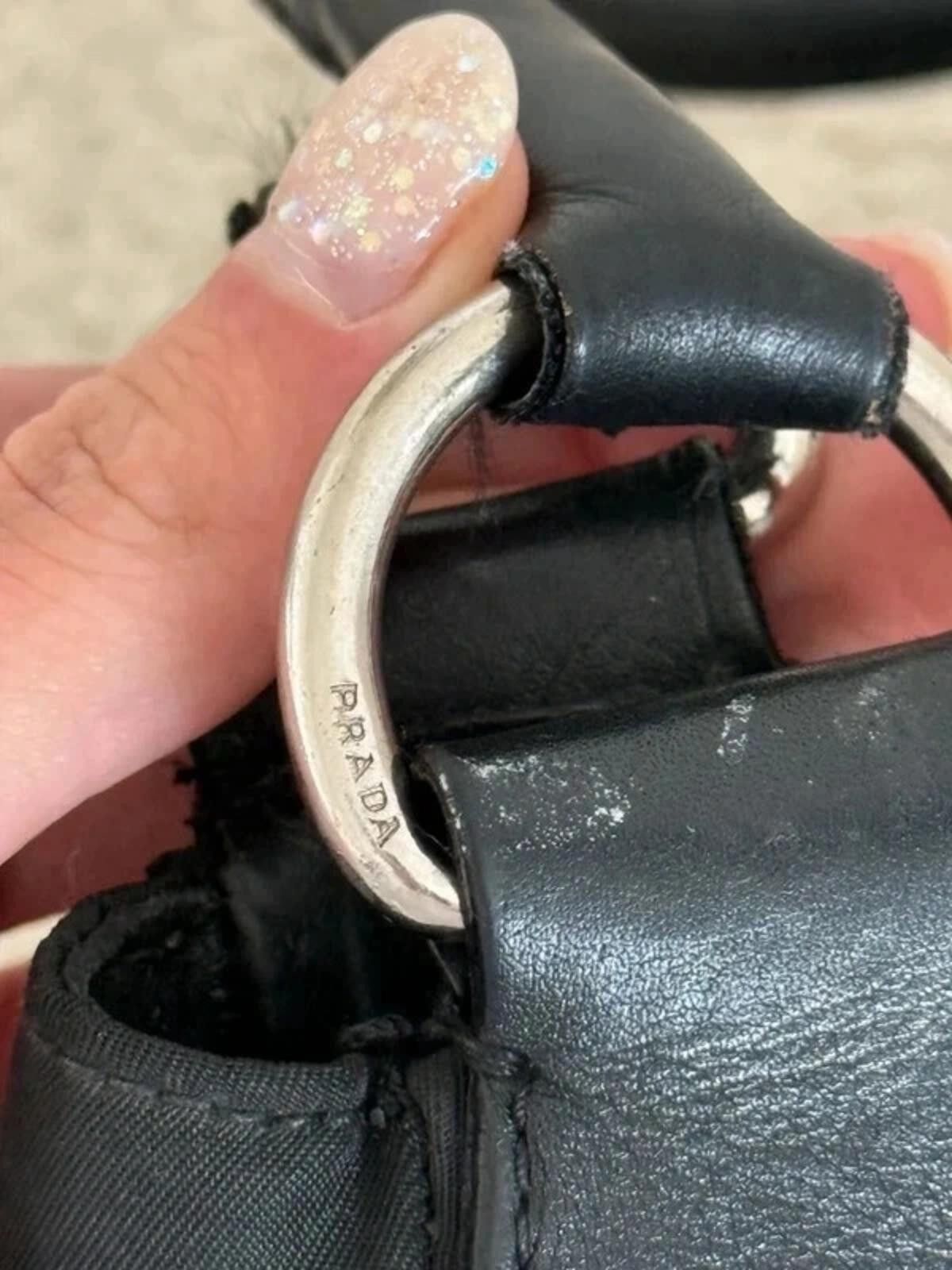 Prada Prada nylon buckle half moon shoulder bag in black Size ONE SIZE - 11 Thumbnail
