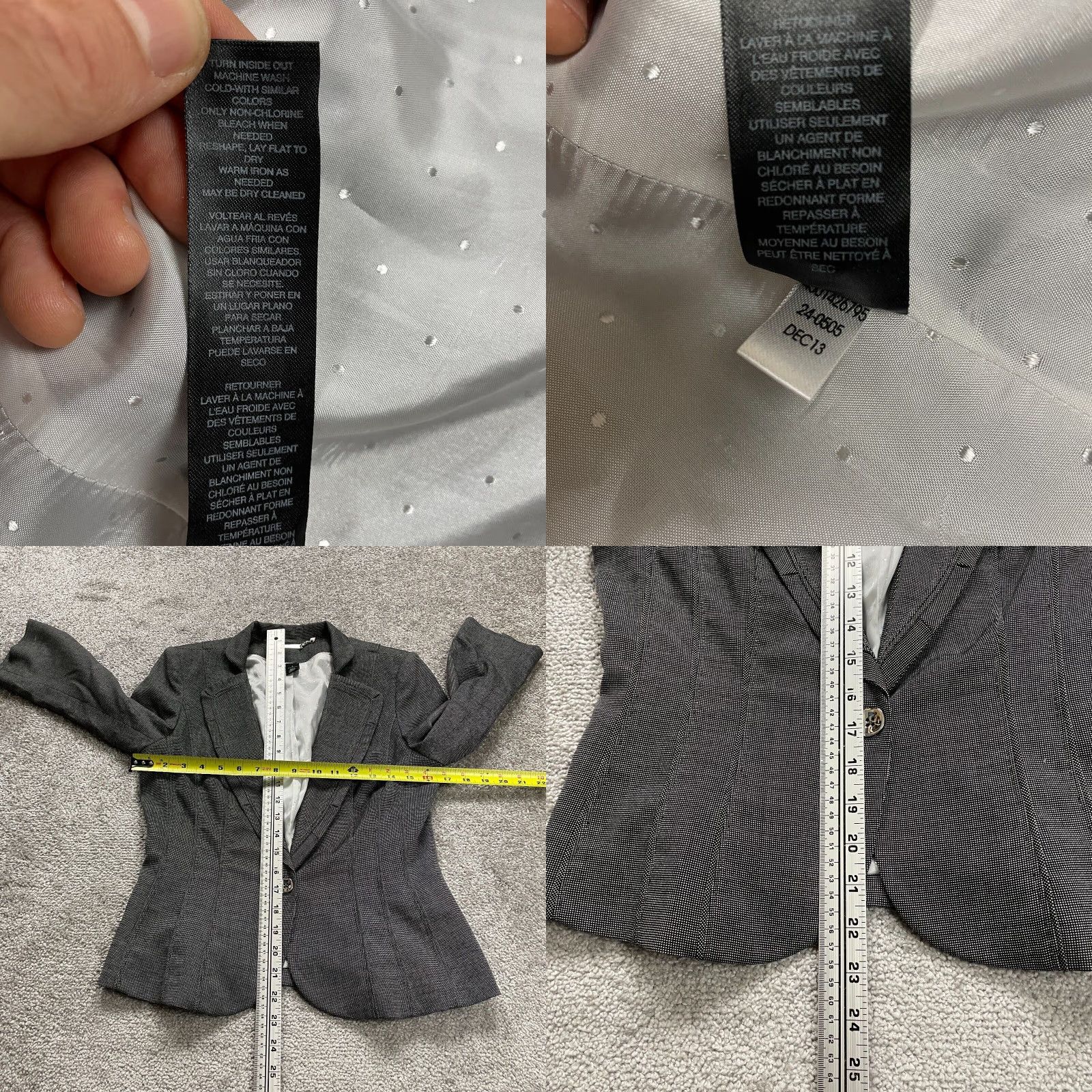 Vintage White House Black Market Blazer Womens Size 6 Gray Notch Lapel Single-Breasted Long Sleeve Size M / US 6-8 / IT 42-44 - 8 Thumbnail