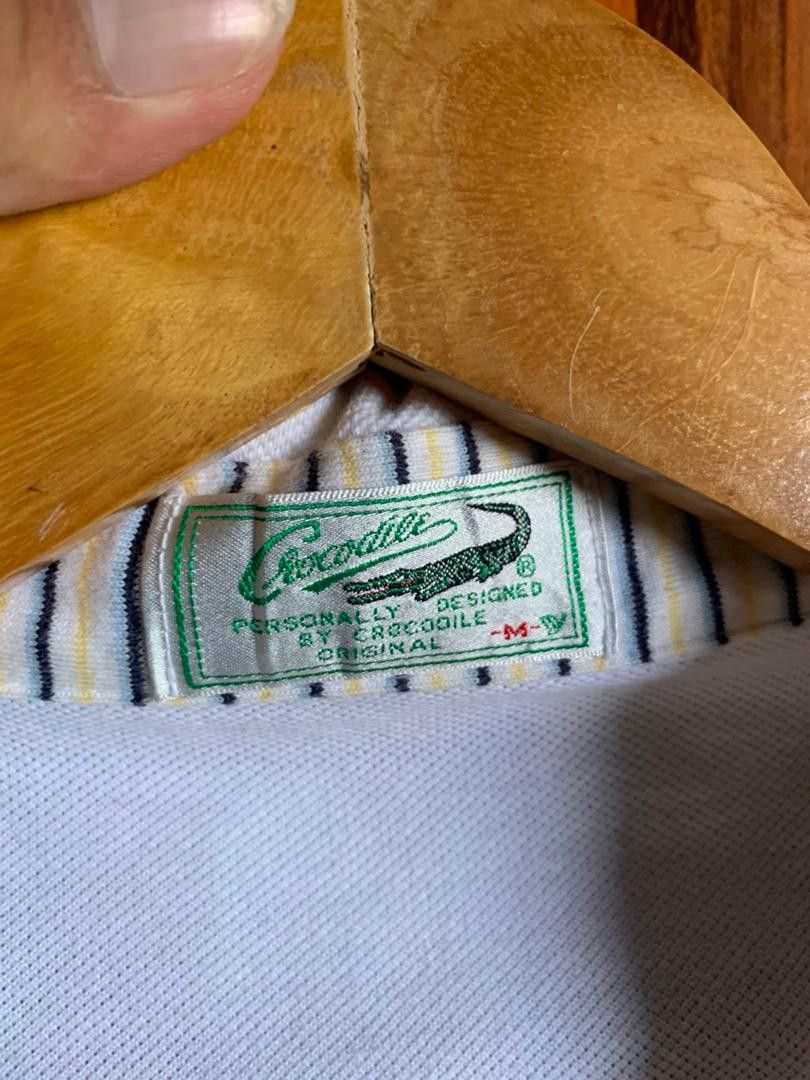 Vintage E34 Vintage 80’s Crocodile WHITE POLO SINGE STICH Size US L / EU 52-54 / 3 - 10 Thumbnail
