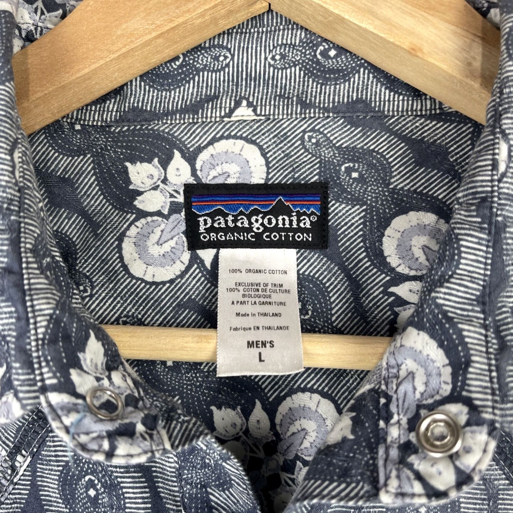 Patagonia VINTAGE Patagonia Rhythm Shirt Mens L Blue White Western Pearl Snap Cowboy Shirt Size US L / EU 52-54 / 3 - 6 Thumbnail
