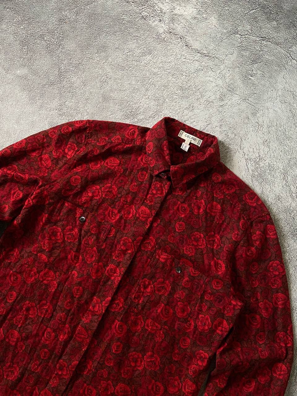 Celine Celine Floral Red Rose 90's shirt Size L / US 10 / IT 46 - 6 Thumbnail