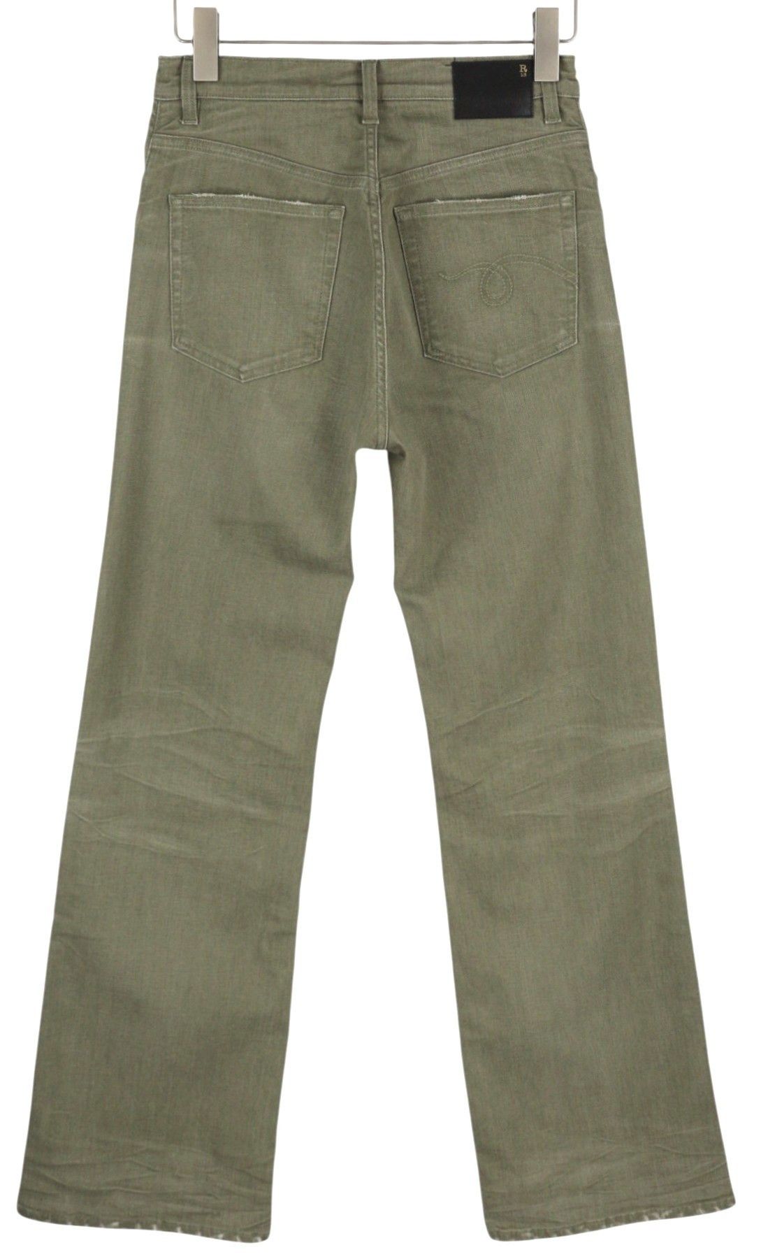R13 JANE 27 Olive Green Stretch Faded High Rise Straight 85786 Size 27" / US 4 / IT 40 - 4 Thumbnail