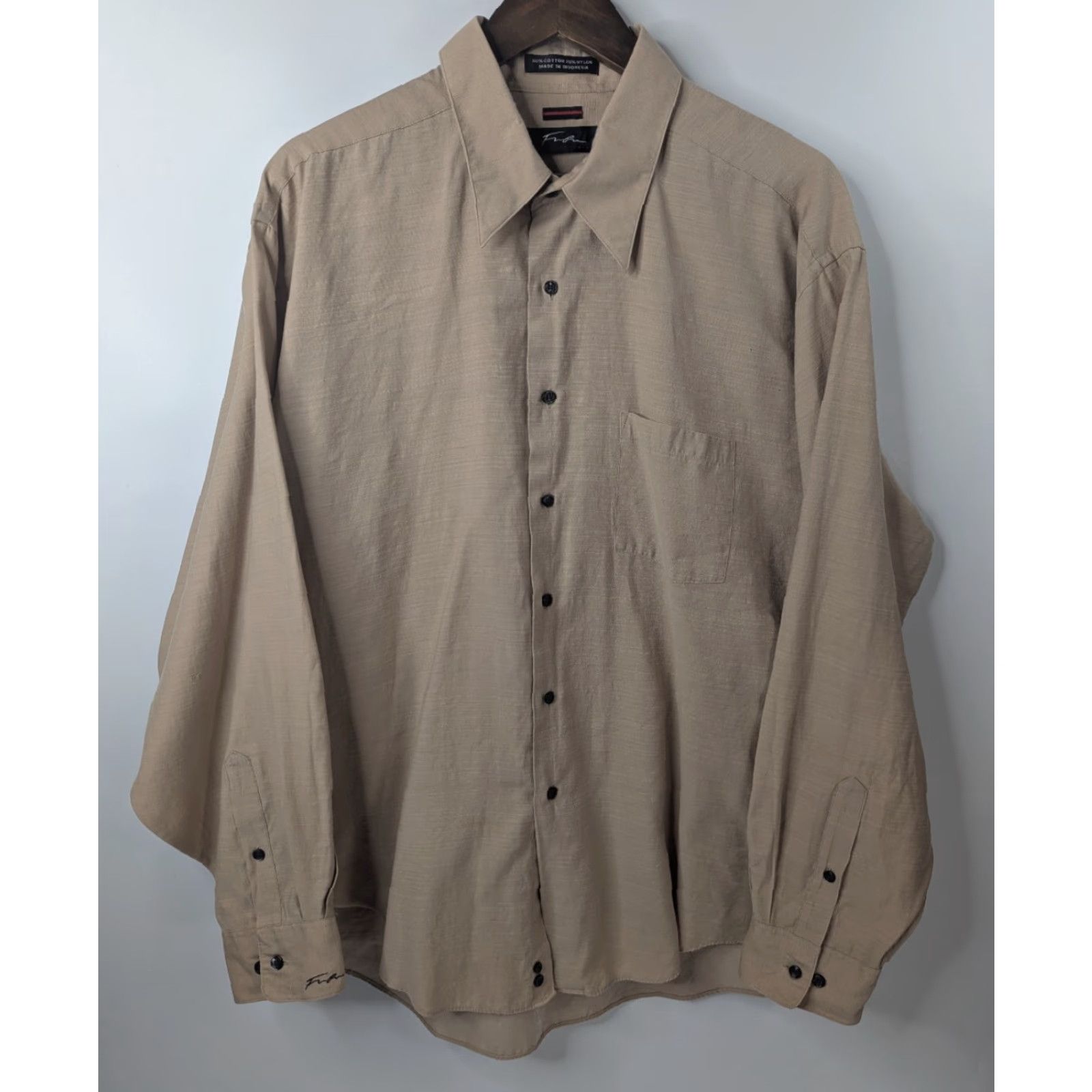 Fubu Fubu Shirt Men's XL Beige Button Up Long Sleeve Streetwear Y2K 90s Hip Hop Casual Size US XL / EU 56 / 4 - 2 Thumbnail