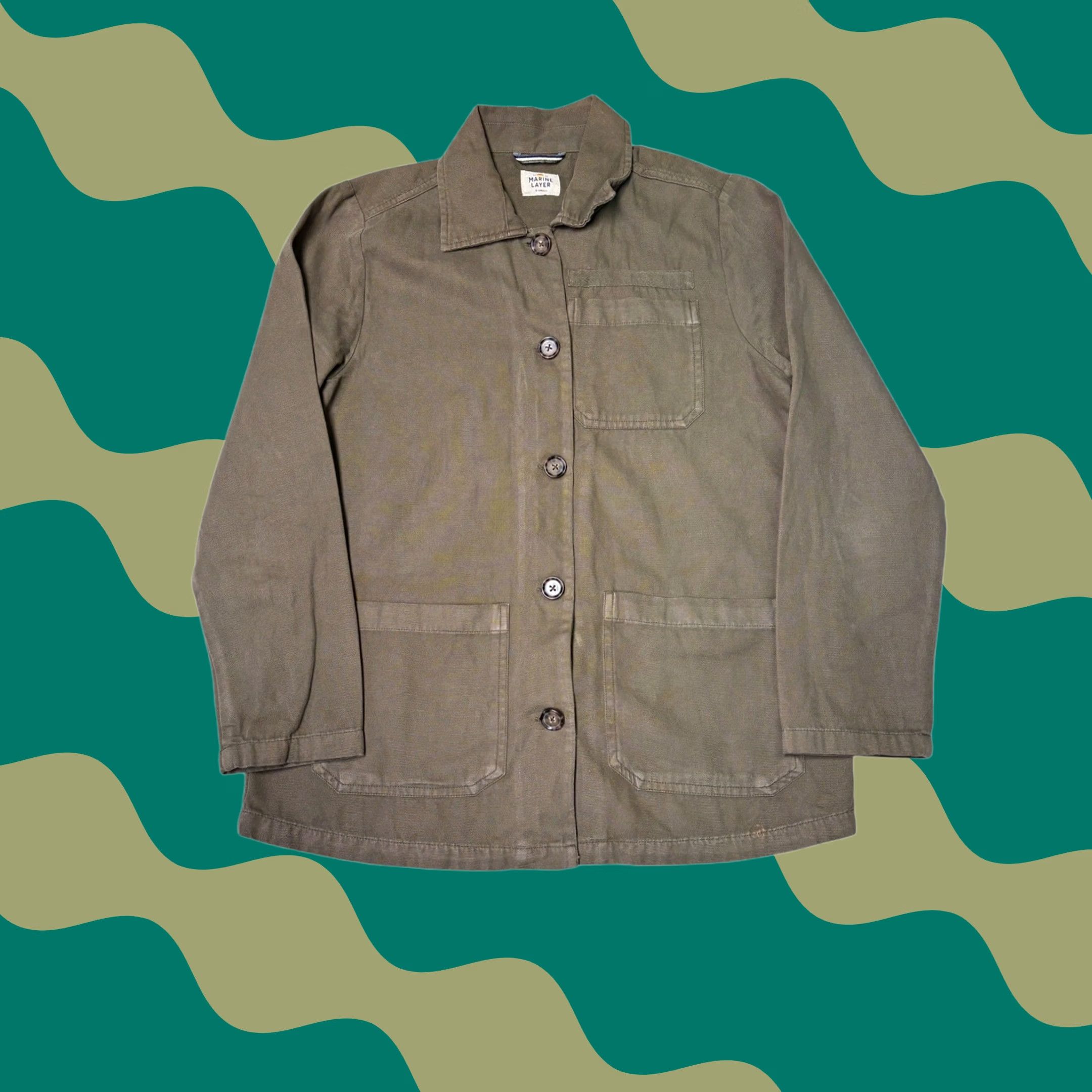 Marine Layer Marine Layer Mens Utility Jacket Workwear Canvas Olive Green XSmall Mens Jacket Cotton Button-Down Pockets Casual, Workwear 90s Navy? Size US XS / EU 42 / 0 - 1 Thumbnail