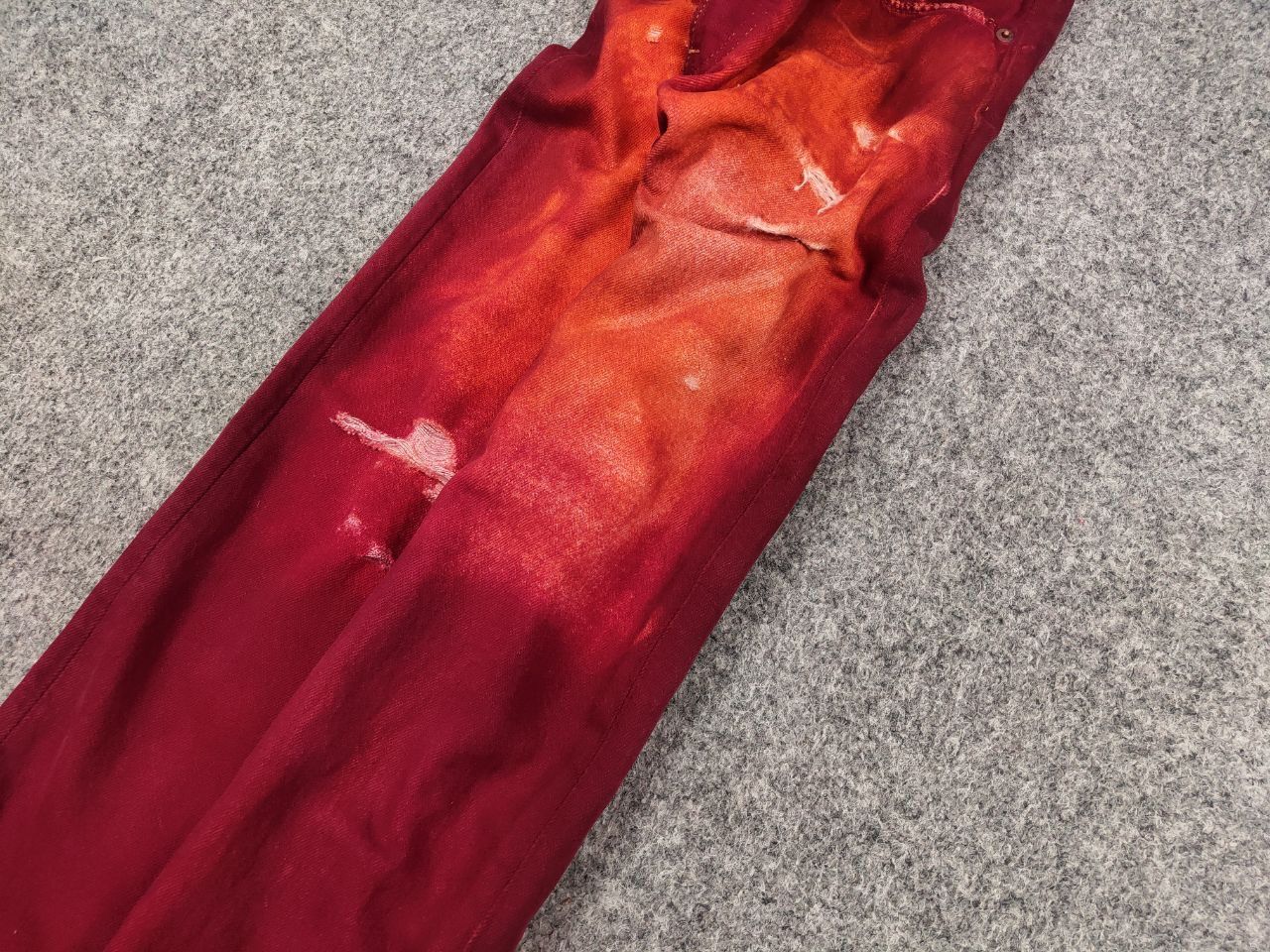 Levi's Vintage 90's Levis 501 DIstressed Denim Paint Red Jeans Size US 29 - 5 Thumbnail