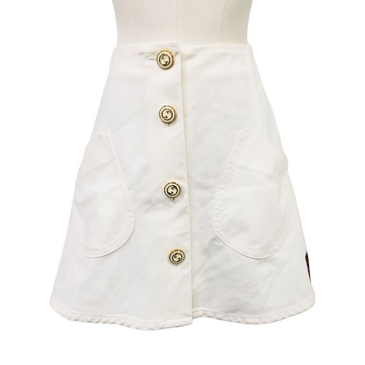 Gucci Gucci White Button Front Mini Skirt Size 36 Size 25" / US 0 / IT 36 - 1 Thumbnail