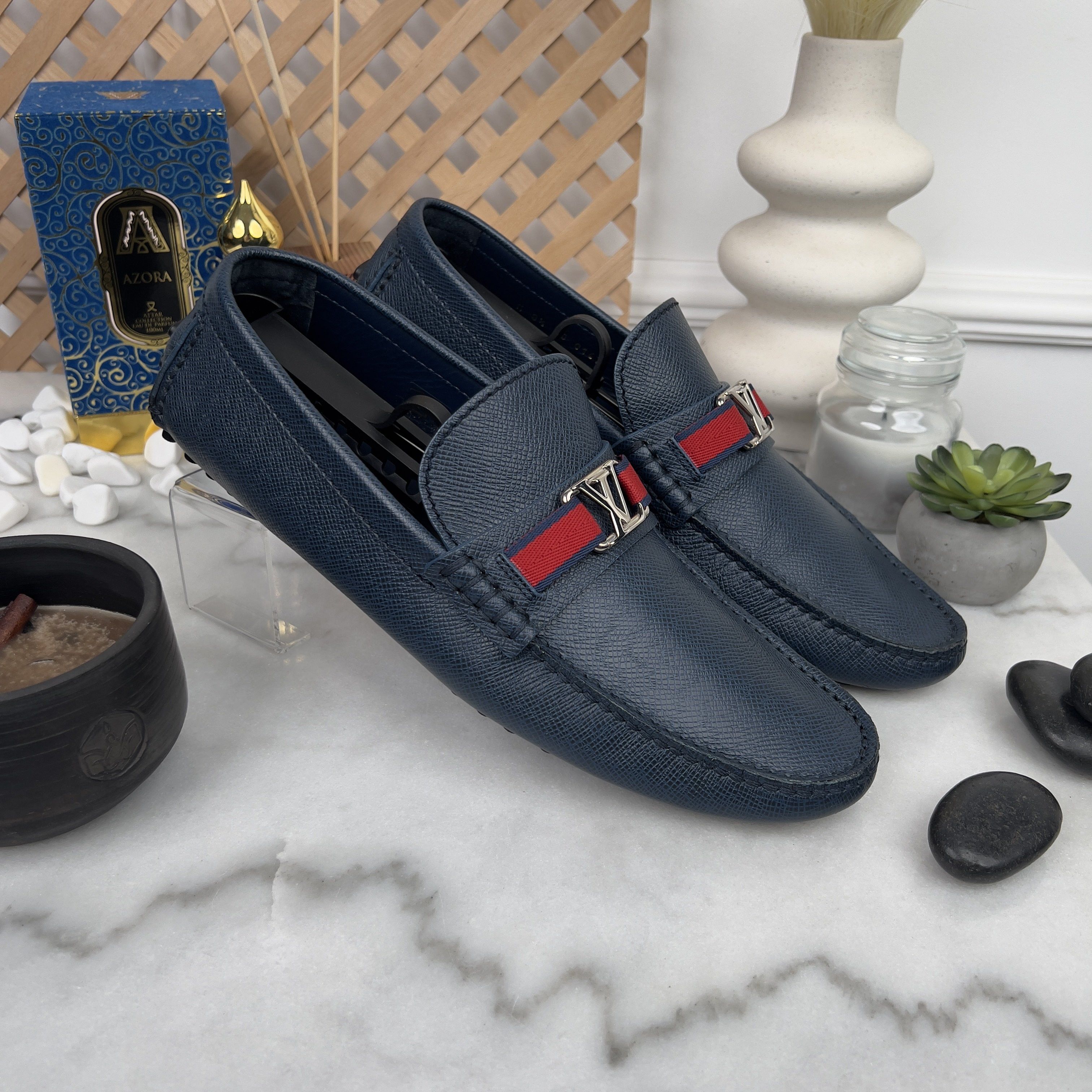 Louis Vuitton Hockenheim Moccasins Blue Taiga Leather Size US 9.5 / EU 42-43 - 1 Thumbnail